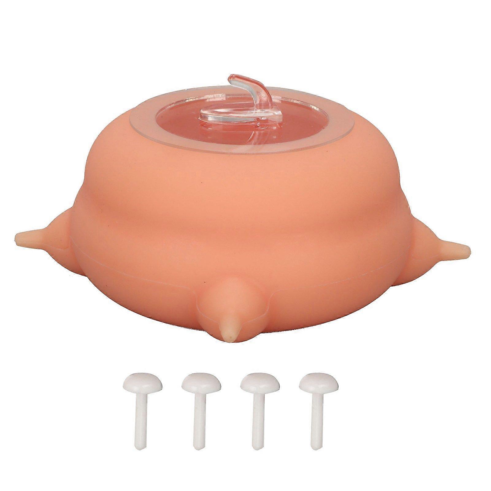 Puppy Milk Feeder Bowl 200ml Simulation Puppy Nursing Station Nipple Feeder with Suction Cups for Multiple Puppies Pink