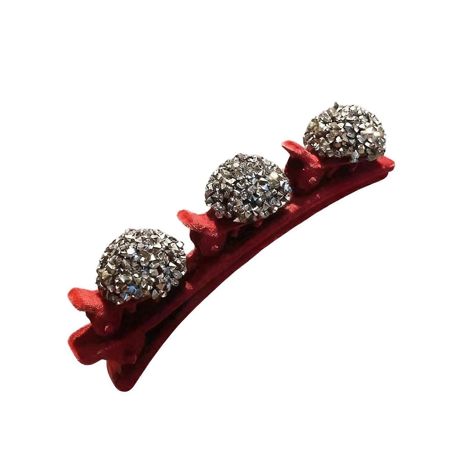 Braided hair clip with multi-layer hollow forehead clip on the side  Red