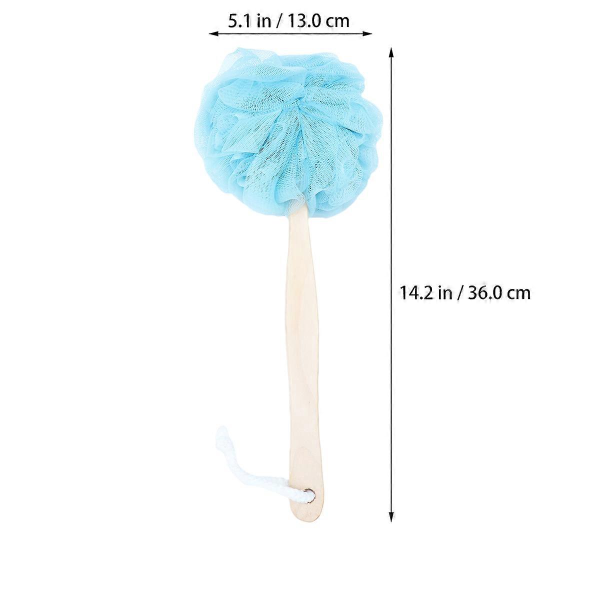 Bath Balls Wooden Long Handle Blue for Bathing Use 6Pcs Set