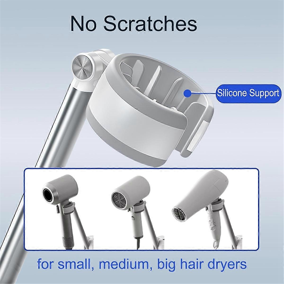 Support de sèche-cheveux mains libres, fixation murale, à placer sous le sèche-cheveux, pour meuble-lavabo, blanc