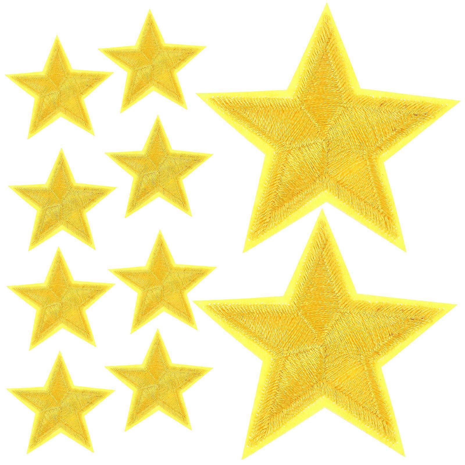 Yellow Embroidery Star Patch Small Cloth Patch for Clothes Repair 30 Pieces
