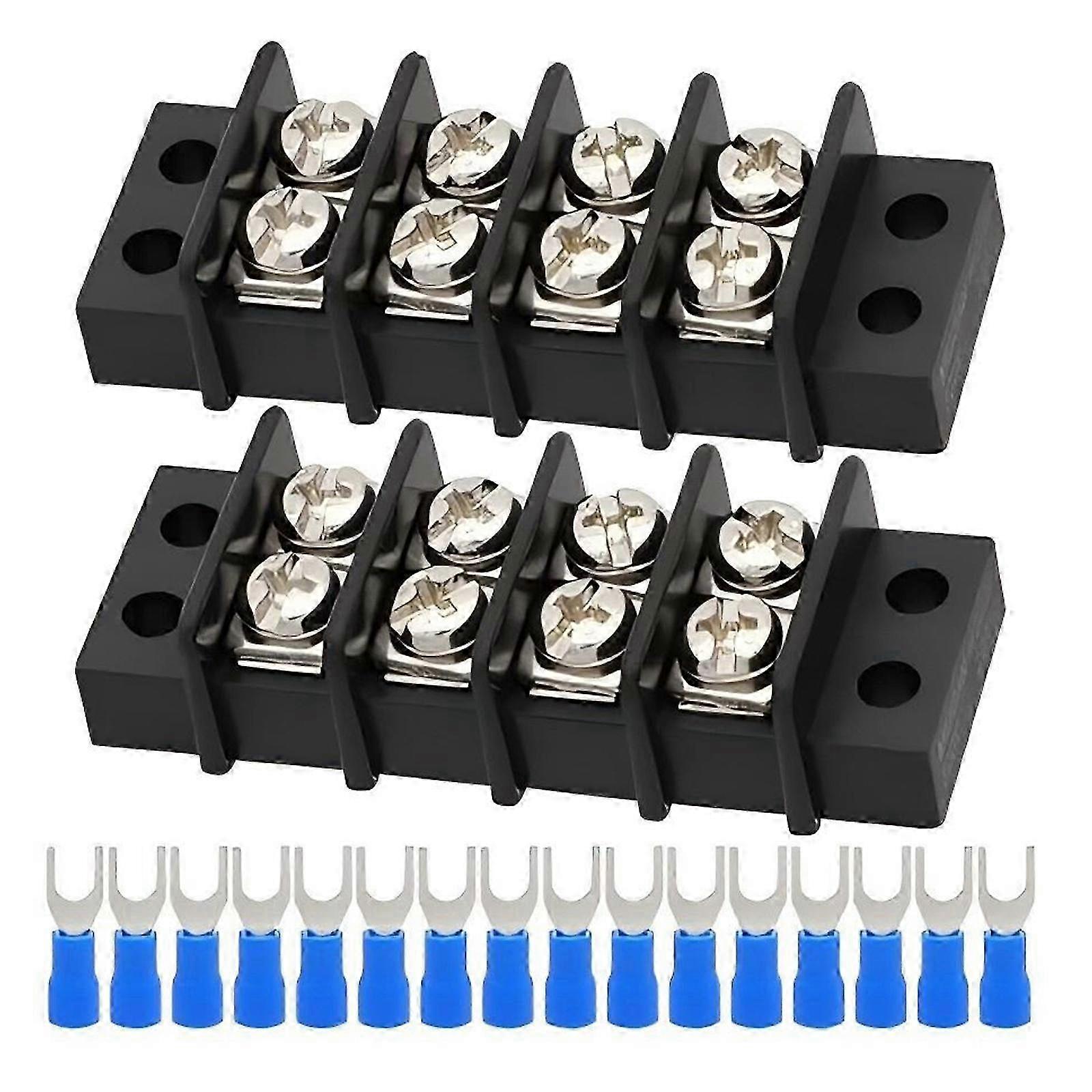 2pcs Double Row 2-12 Position Screw Terminal Blocks With Insulated Barriers For Secure Electrical Connection 26s