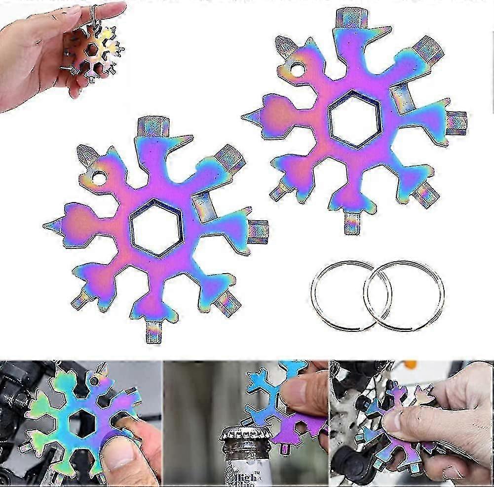 2 Pieces Snowflake Multi-tool,18-in-1 Multi-function Snowflake Tool,snowflake