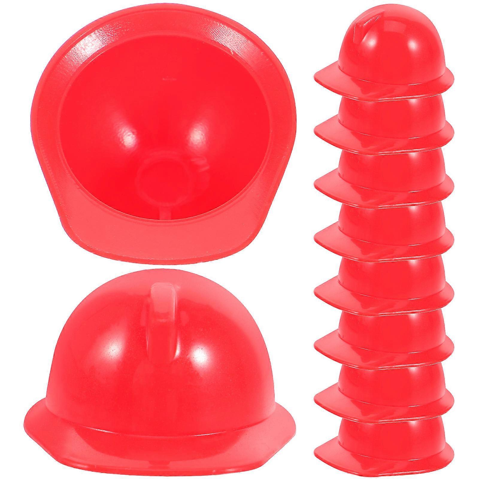 Headwear 10Pcs Miniature Safety Model for Doll Use Red Plastic
