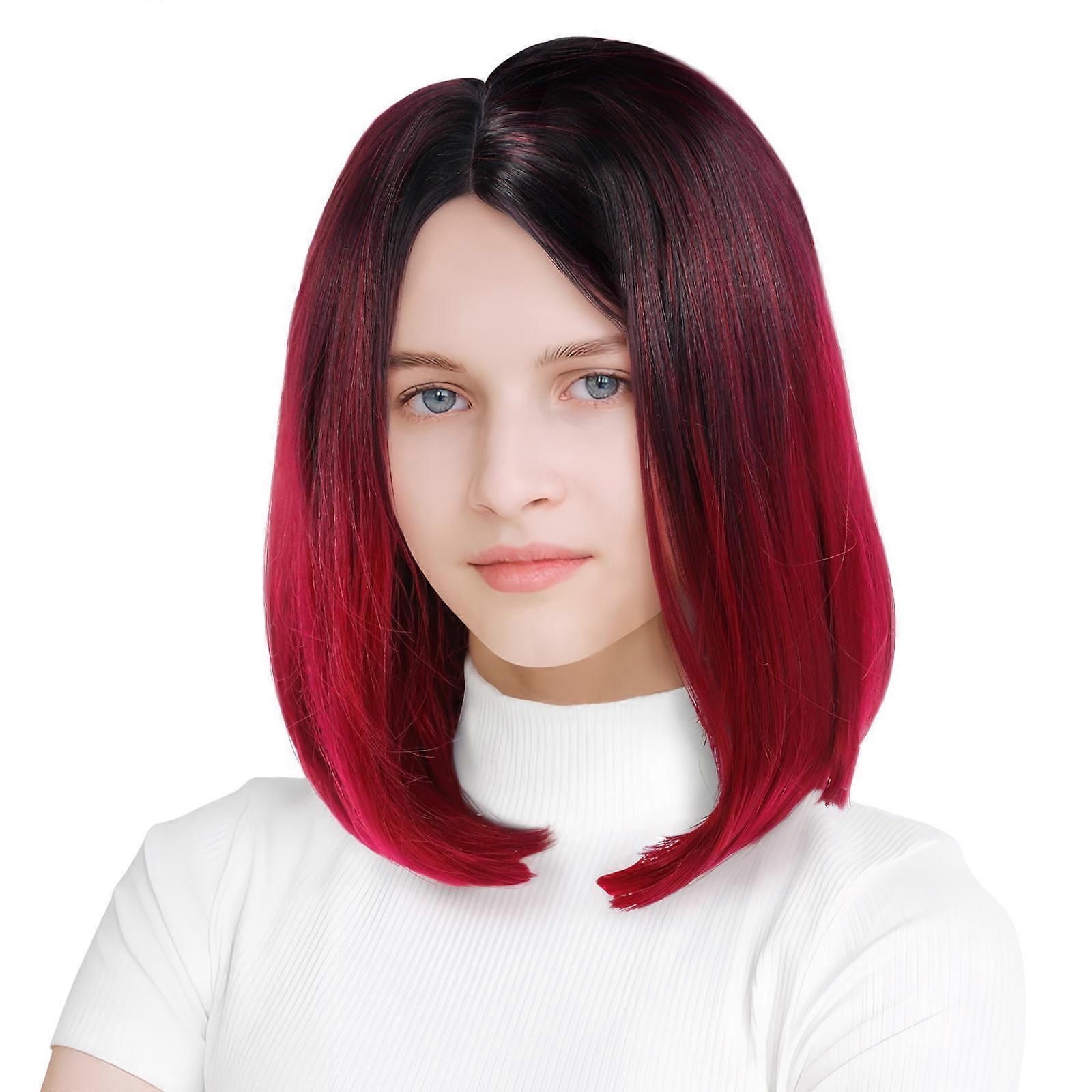 Straight Synthetic Bob Wig for Decoration Red Versatile Use Wig
