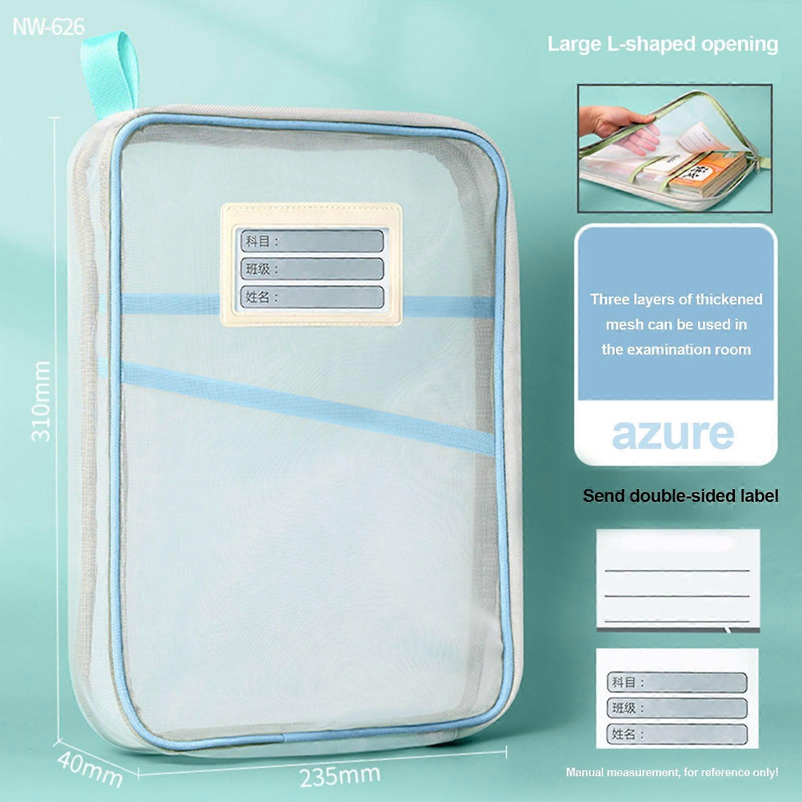 L-shaped Subject Classification Bag Mesh File Bag Thickened Subject Bag Exam Paper Book Storage Bag