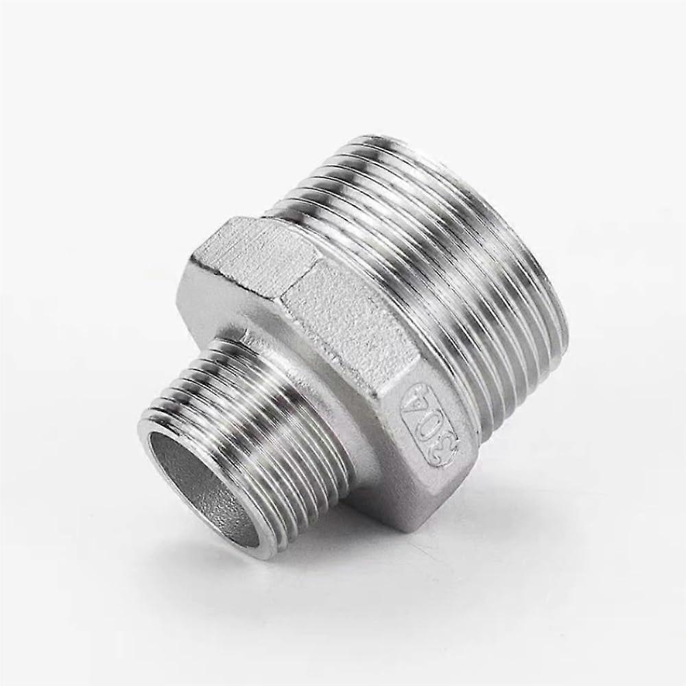 BSP Male Thread SS304 Pipe Fitting Reducer Hex Nipple Connector Sizes DN8DN50, DN20xDN8, Stainless Steel, Color Options