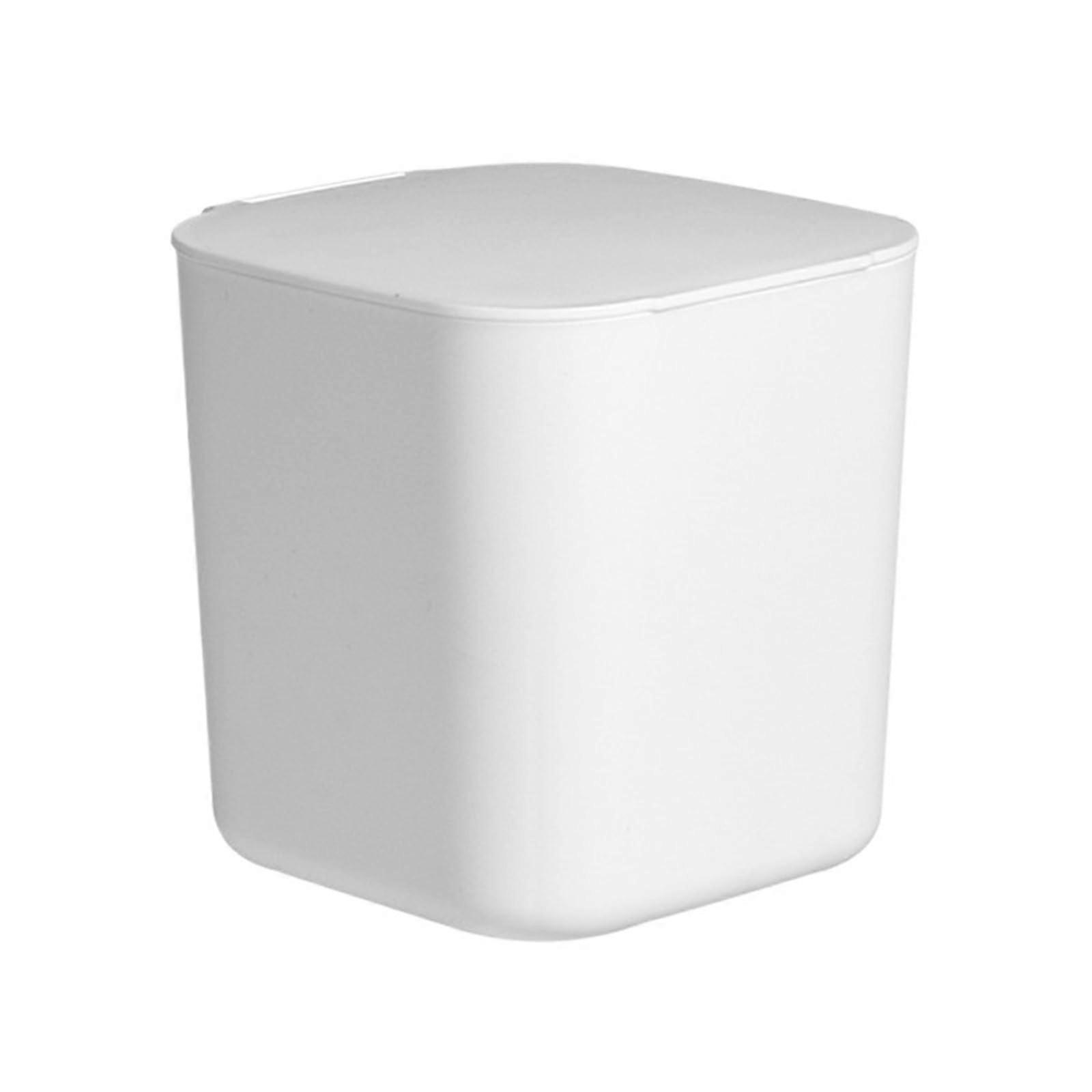 Mini Desktop Bin Desktop Trash Can With Lid White Small Desk Bin For Bedroom