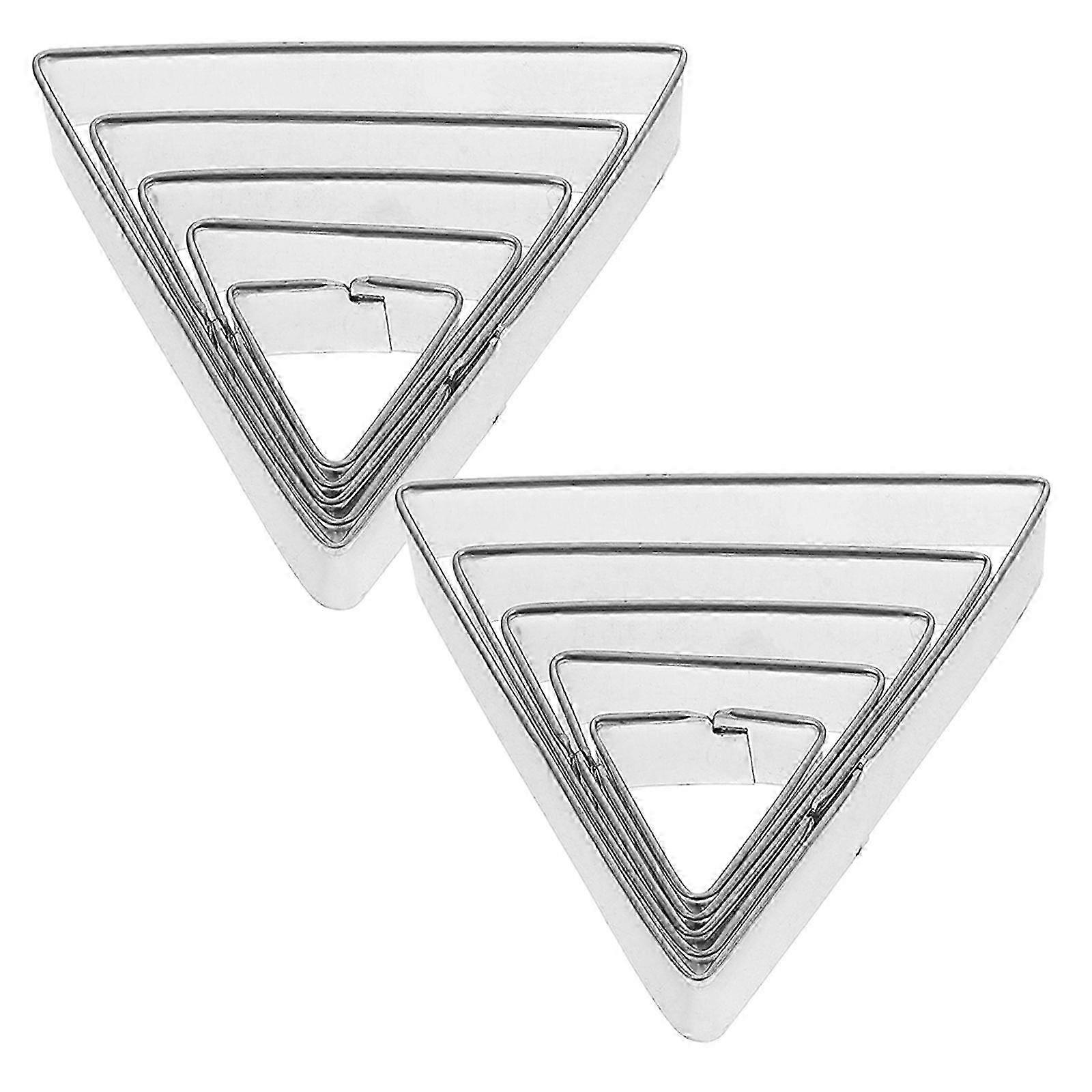 25-26 10 st triangulära kakformar i rostfritt stål, gör-det-själv-kakform, köksredskap för heminredning (silver)