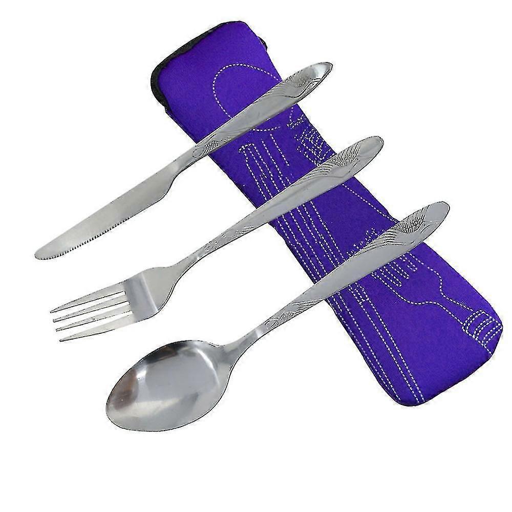 Stainless Steel Cutlery Set ,dinnerware Sets, Portable Tableware Set With Cloth Bag Lunch Tools Set,dark Blue