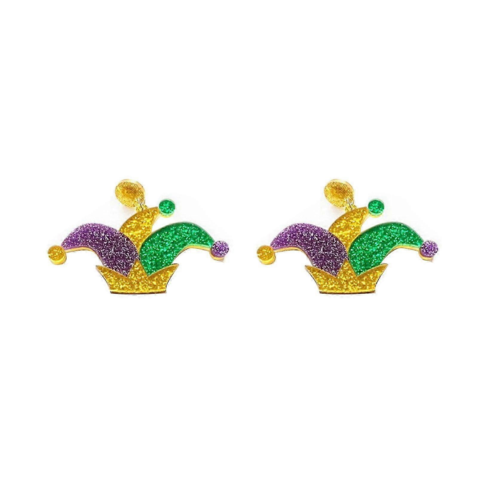 Womens Mardi Gras Carnival Stud Earrings
