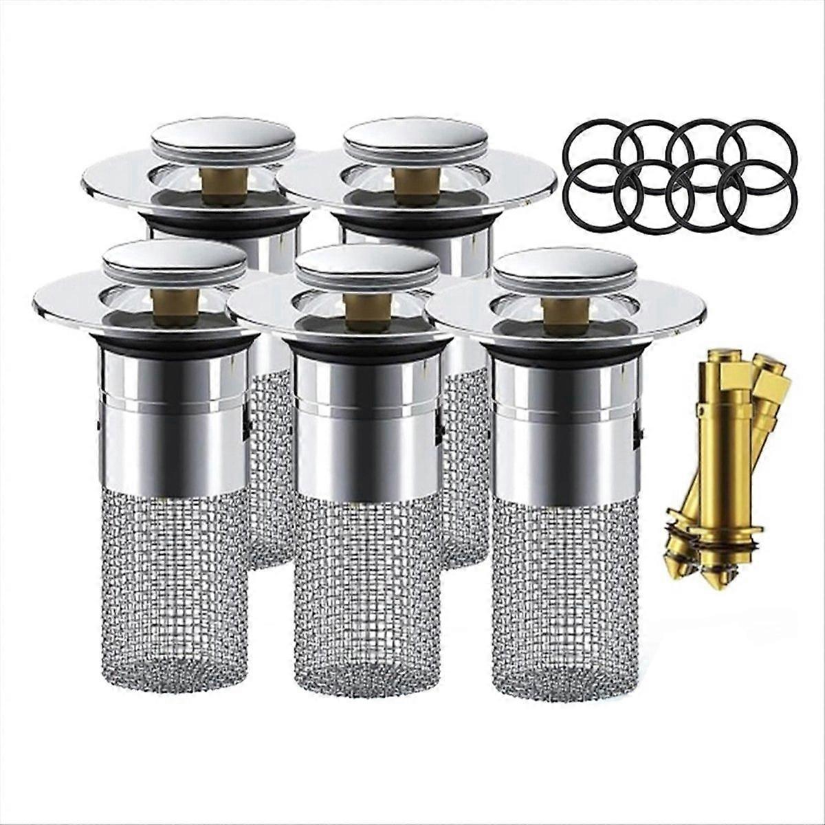5pcs Drain Stopper, Stainless Steel Floor Drain Filter