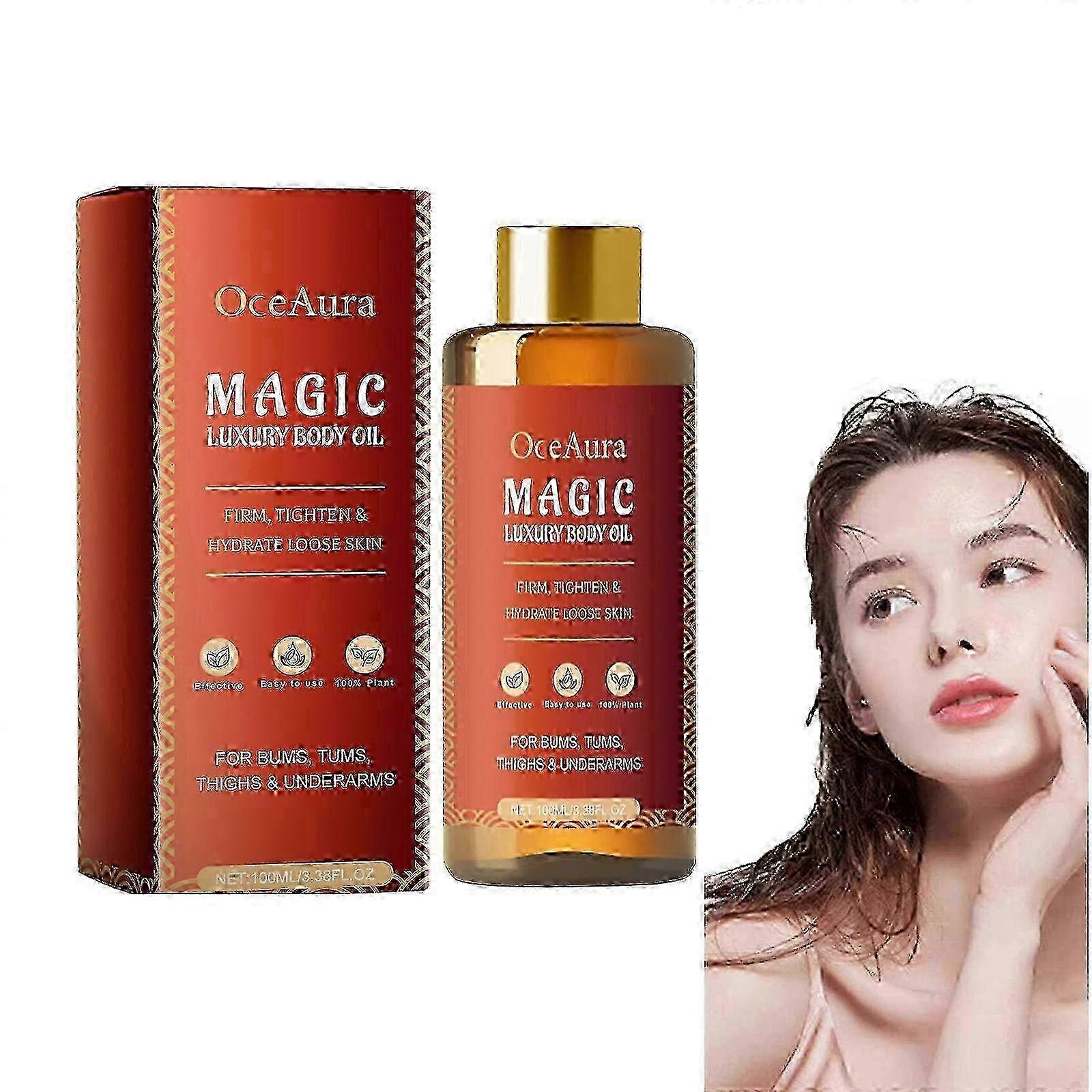 マジック ボディ オイル 100ml x 3 - 腕、胸、太もも、おなかを含む全身に使用するための肌の引き締め、引き締め、保湿