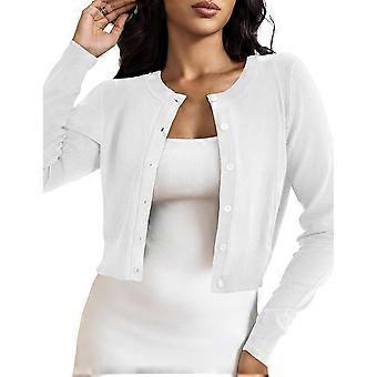 Women's Long Sleeve Boleros Shrug Open Front Button Down Cropped Cardigan for Dress Casual Jackets Knit Sweaters Gift  White XL