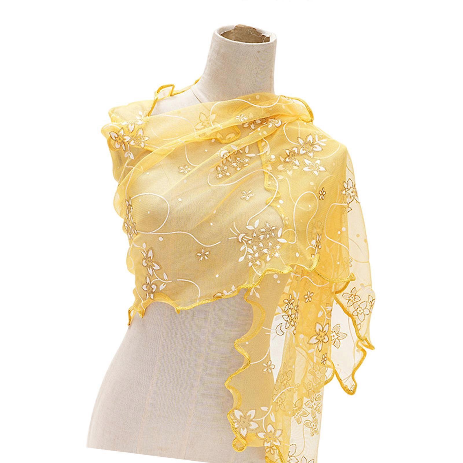 Stylish Flower Design Scarf Premium Polyester Soft Touch Soft for Daily Accessory  Yellow