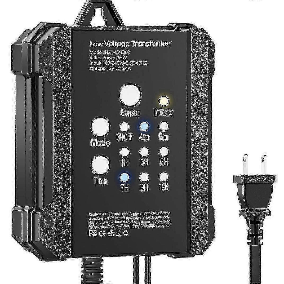 65W Outdoor Low Voltage Transformer with Timer and Photocell Sensor,120V AC to 12V DC Weatherproof for LED Landscape Lighting