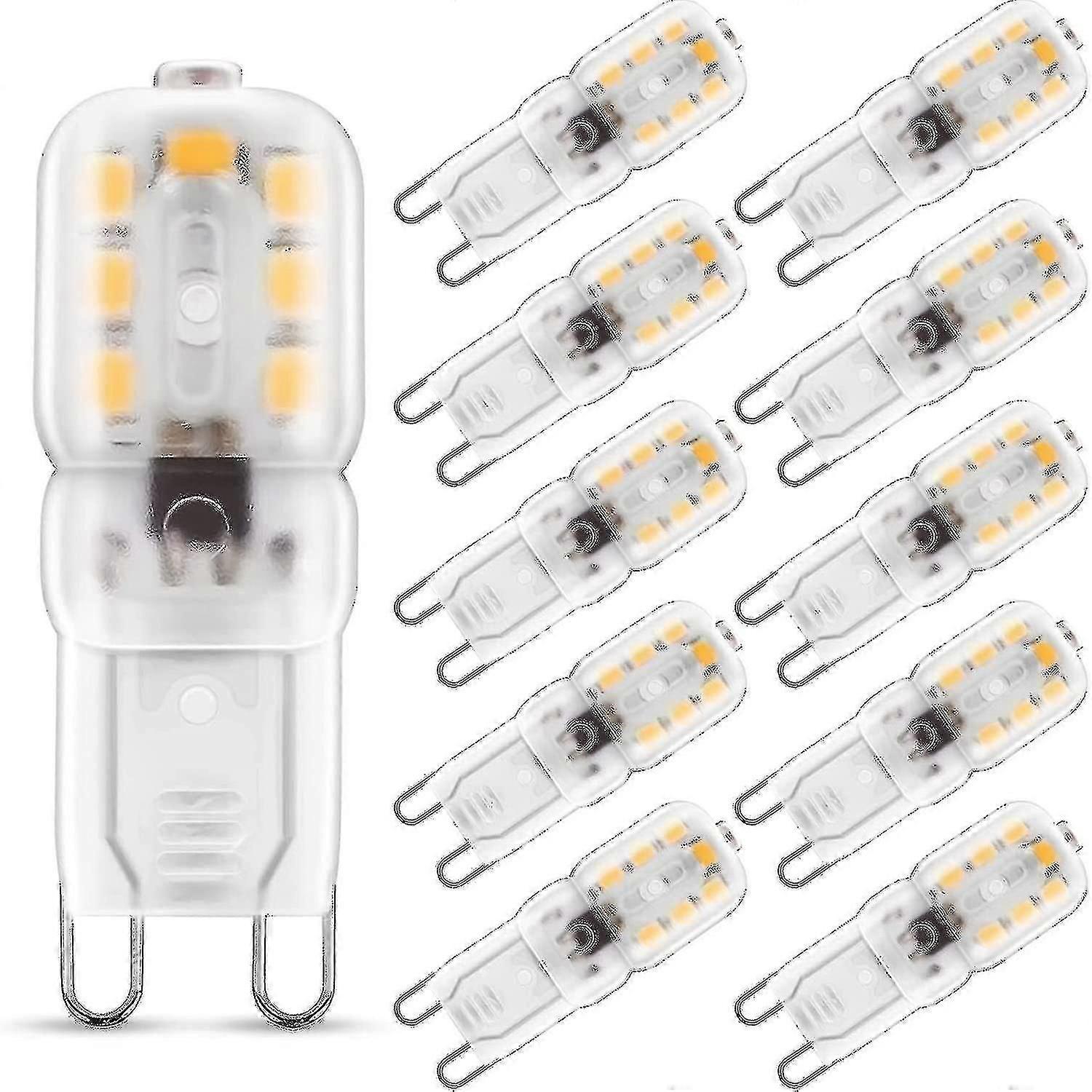 10pcs 2w G9ウォームホワイト3000k、LED電球、25w同等のハロゲン電球、230v ac 180lm、360ワイドビーム、g9ベース[エネルギークラスA +] - dwdz