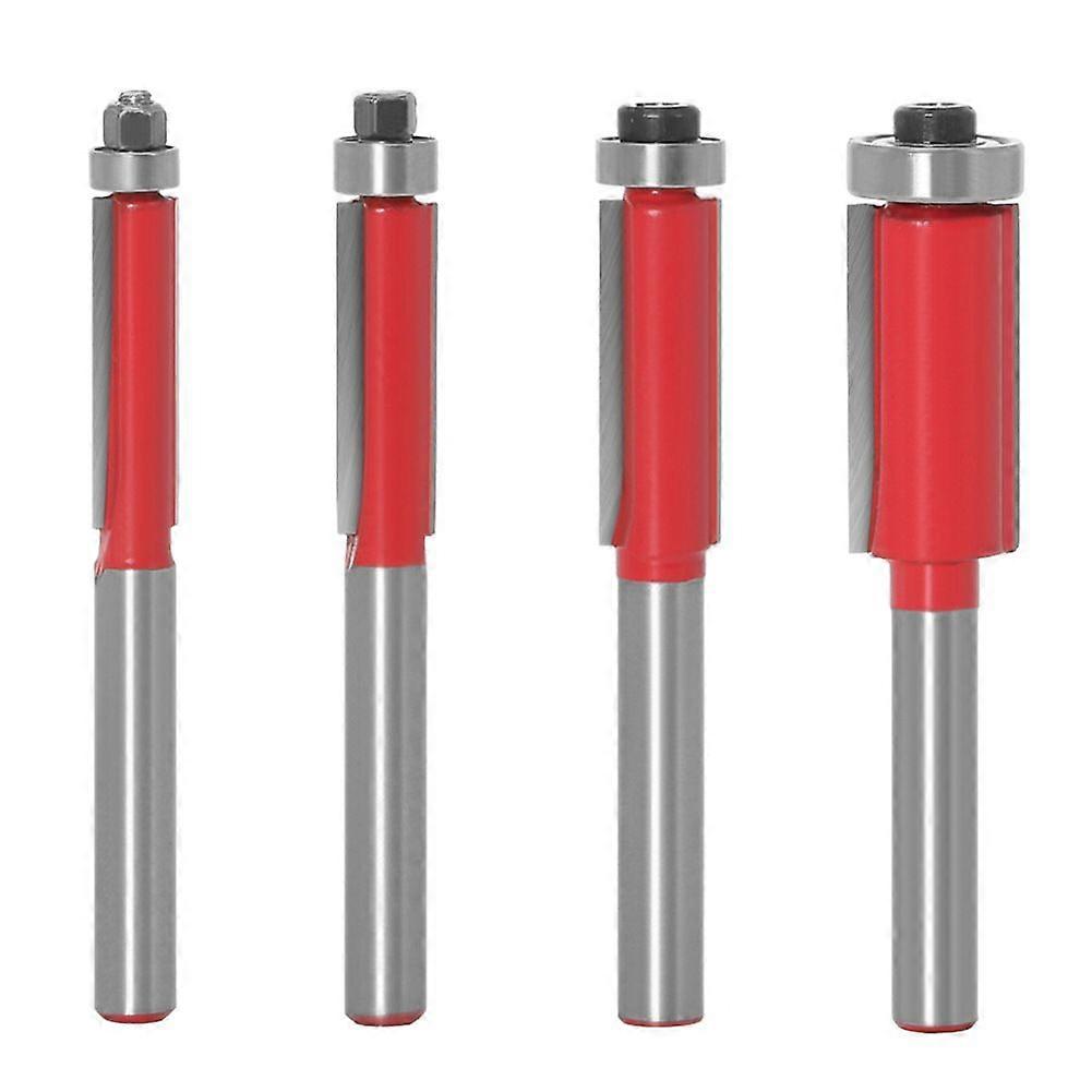 Baorder 1/4 Inch Shank Flush Trim Router Bits Top Bearing Router Bit Woodworking Milling Cutter Tool(4pcs, red)