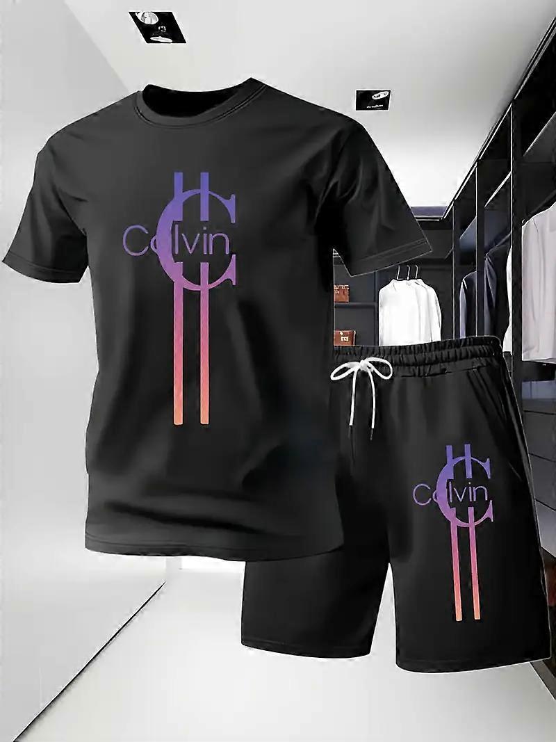 2025-26 Summer Hot-selling Fashion Trend Luxury Suit 3D Printing American Street Breathable Quick-drying T-shirt Shorts Set