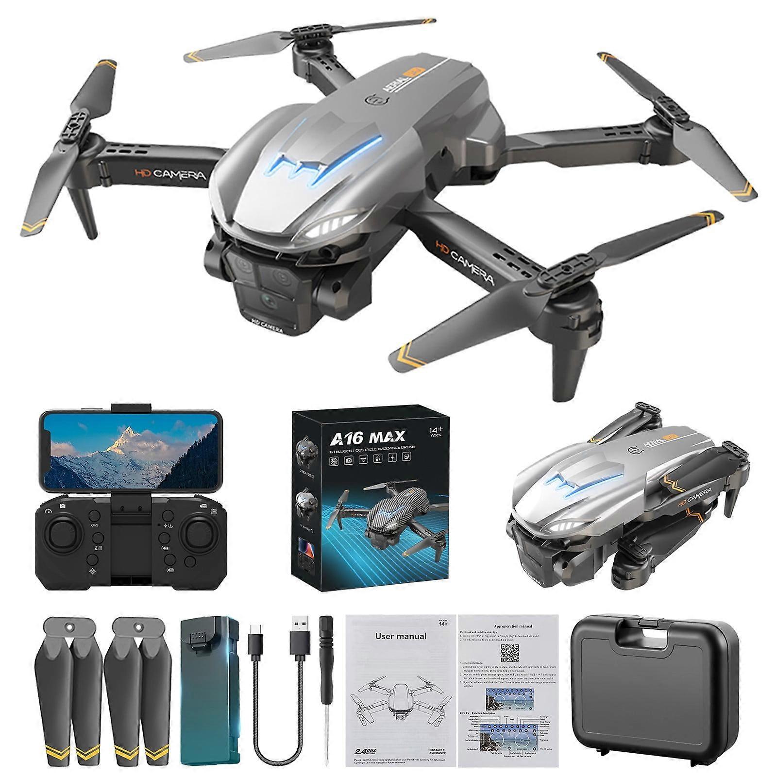 FPV Drone with 3 Cameras, Wind Resistance, Headless Mode, Gesture Control – Compatible with Beginners & Adults – Clearance Deal