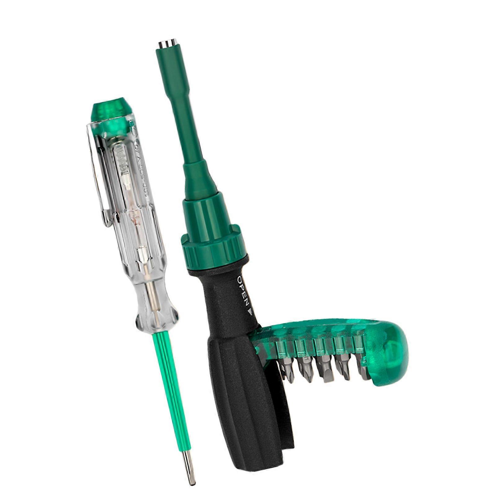 Ergonomic Carbon Steel Ratcheting Screwdriver Tool Set Hex Bit Nonslip Handle Storage Box For Mechanics And Craftsmen Multicolor