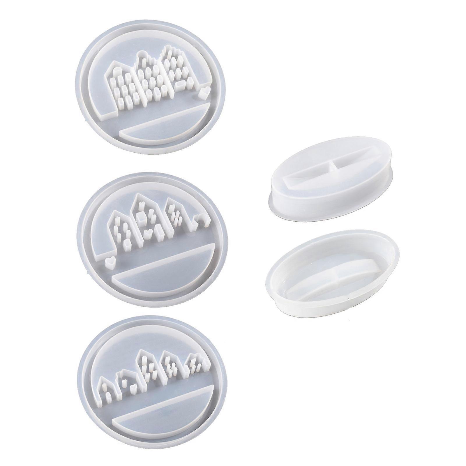 Circular House Silicones Molds for Making Gypsum Decorations, House Wreath Silicones Molds with Base Molds for Art Craft Multicolor