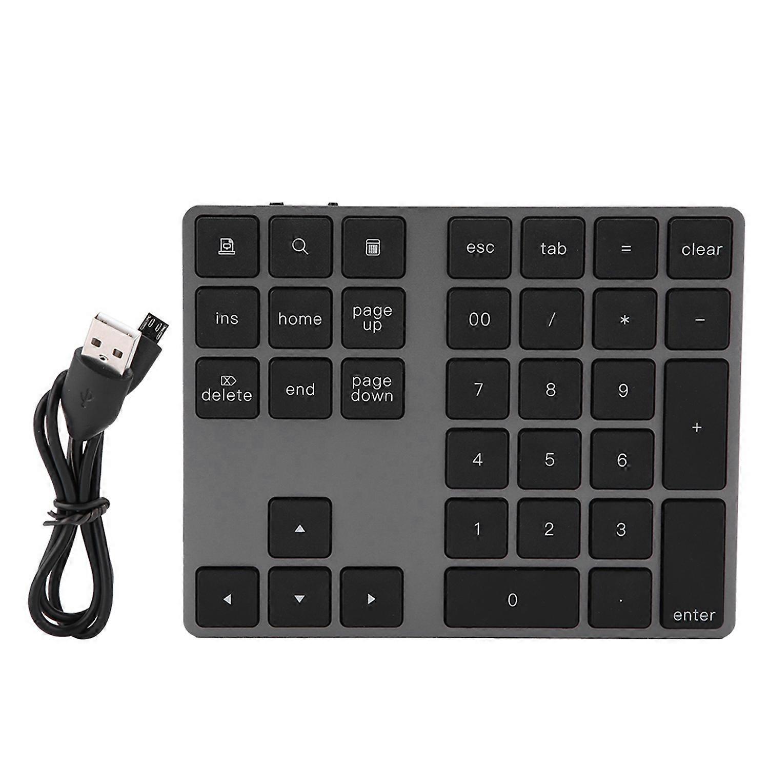 Black 34 Keys Mini Numpad Wireless Bluetooth Numeric Keypad For Apple PC