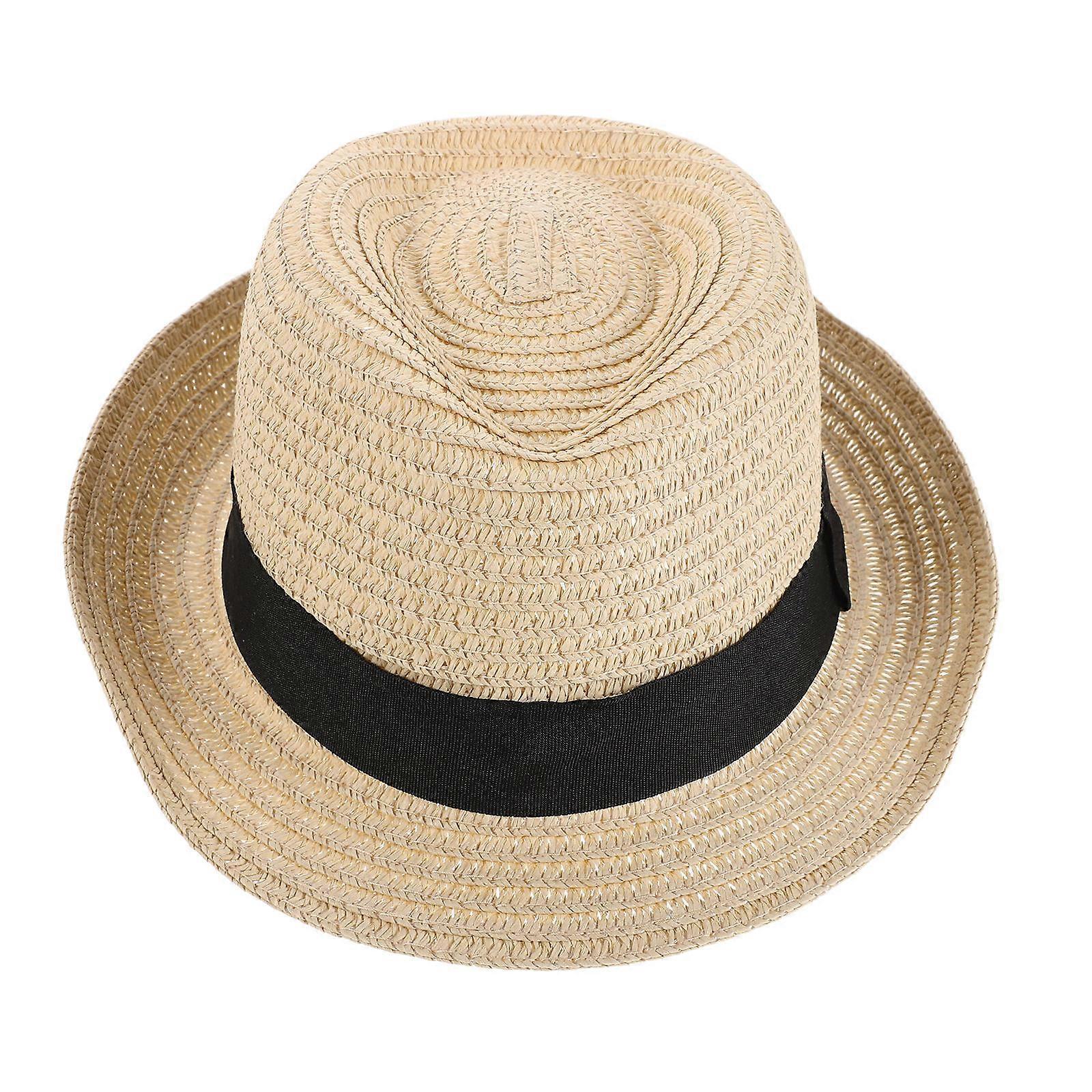 Toddler Summer Straw Hat Boys Breathable Sun Hat with Adjustable Strap