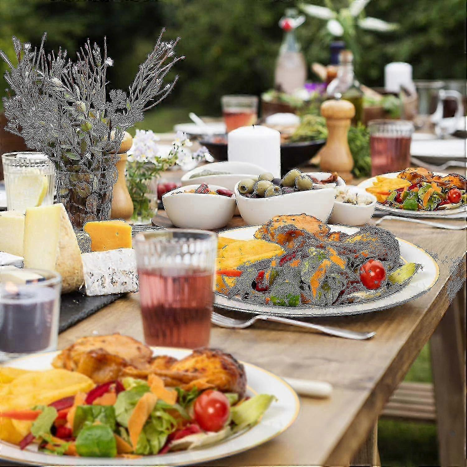 Pratos de jantar para ocasiões especiais, 25 borda dourada de plástico 10 polegadas