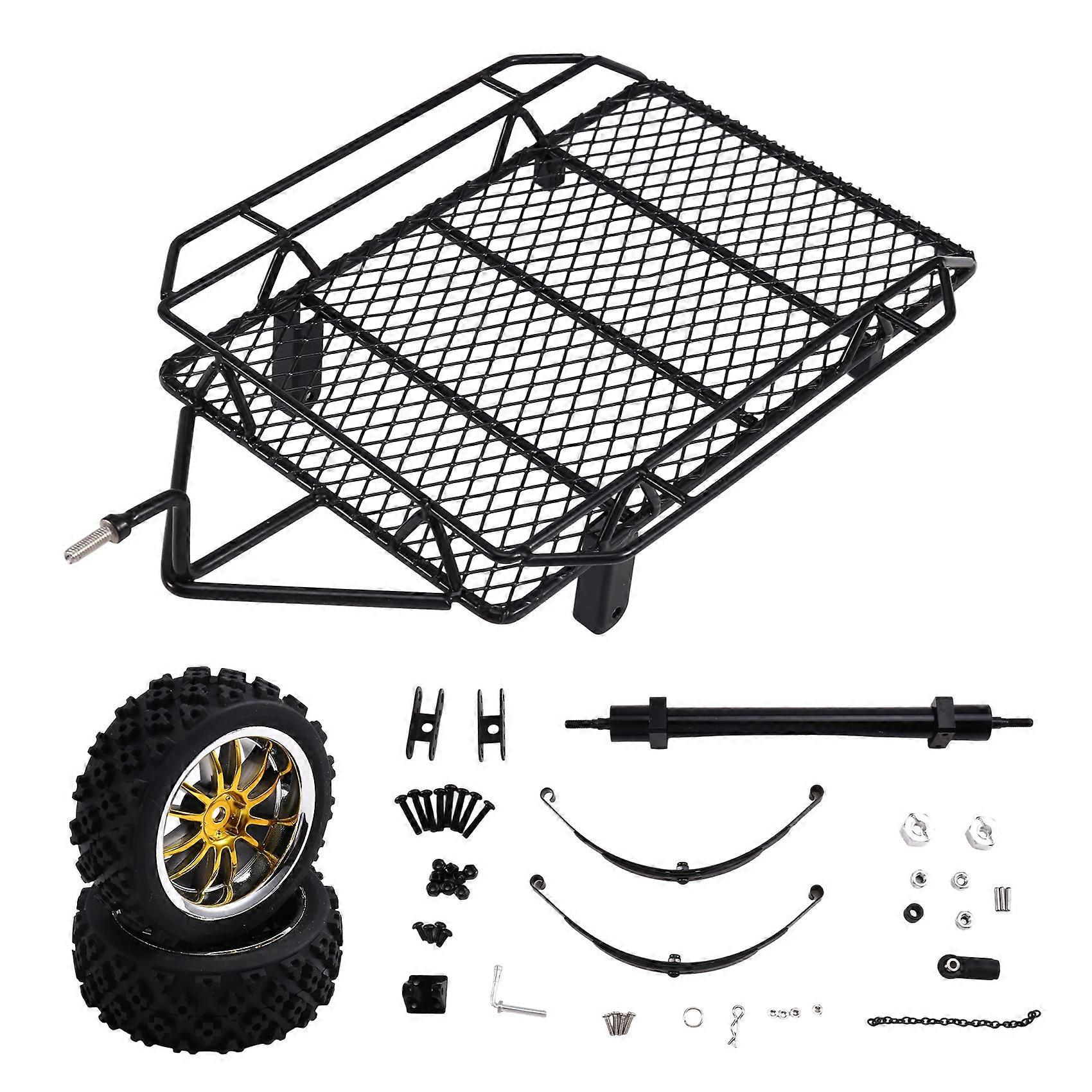 RC Remote Control Toy Metal Simulation Trailer Frame for 1/10 -4 TRX4 SCX10 SCX10 II SCX10 III Black