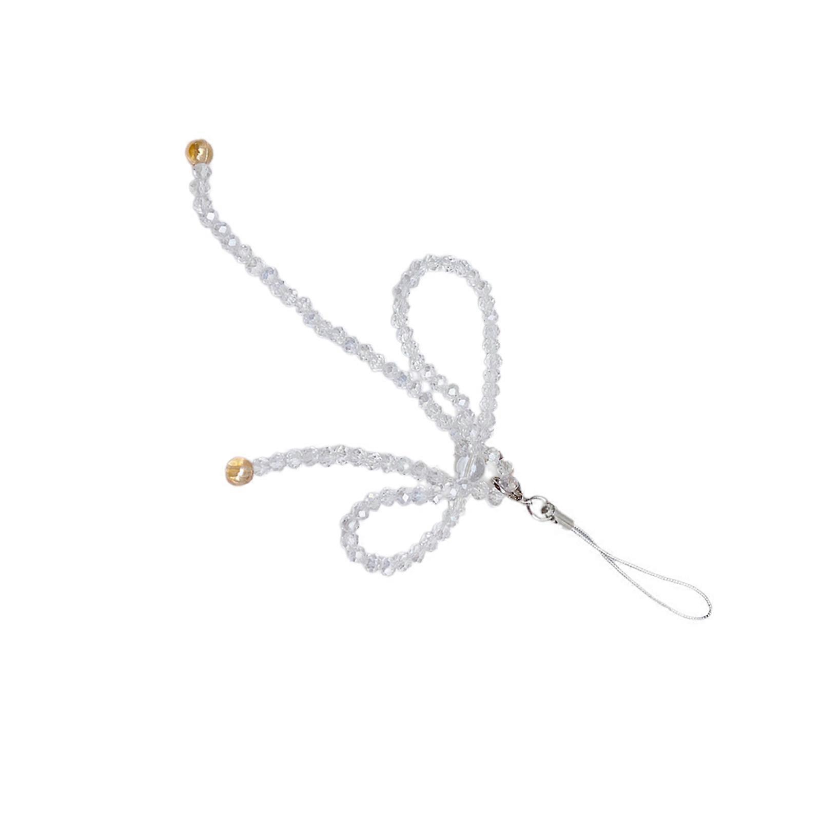 אלגנטי רצועות טלפון אביזר מפתח מסוגנן חרוזים Bowknot טלפון אנטי אבוד שרשרת תכשיטים מחזיק מפתחות תליון קסם לנשים לבן