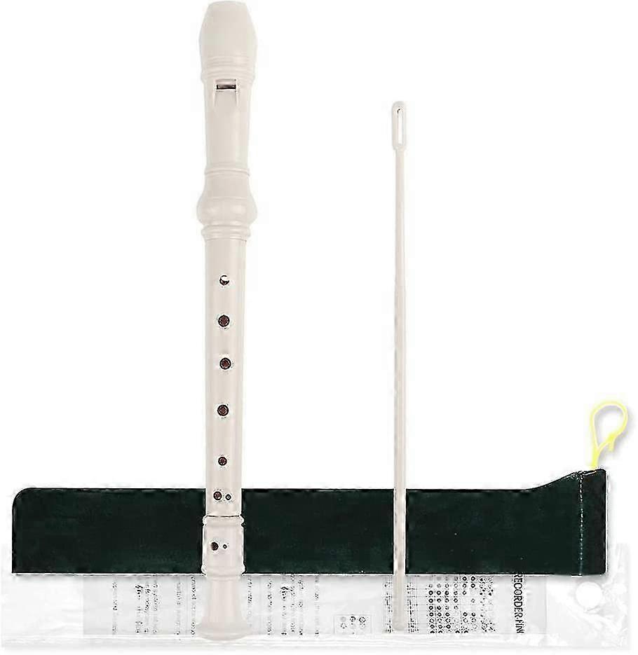 Soprano Recorder ABS Plastic Recorders German Style C Key with Cleaning Rod, Fingering Chart, Case Bag (White) f74