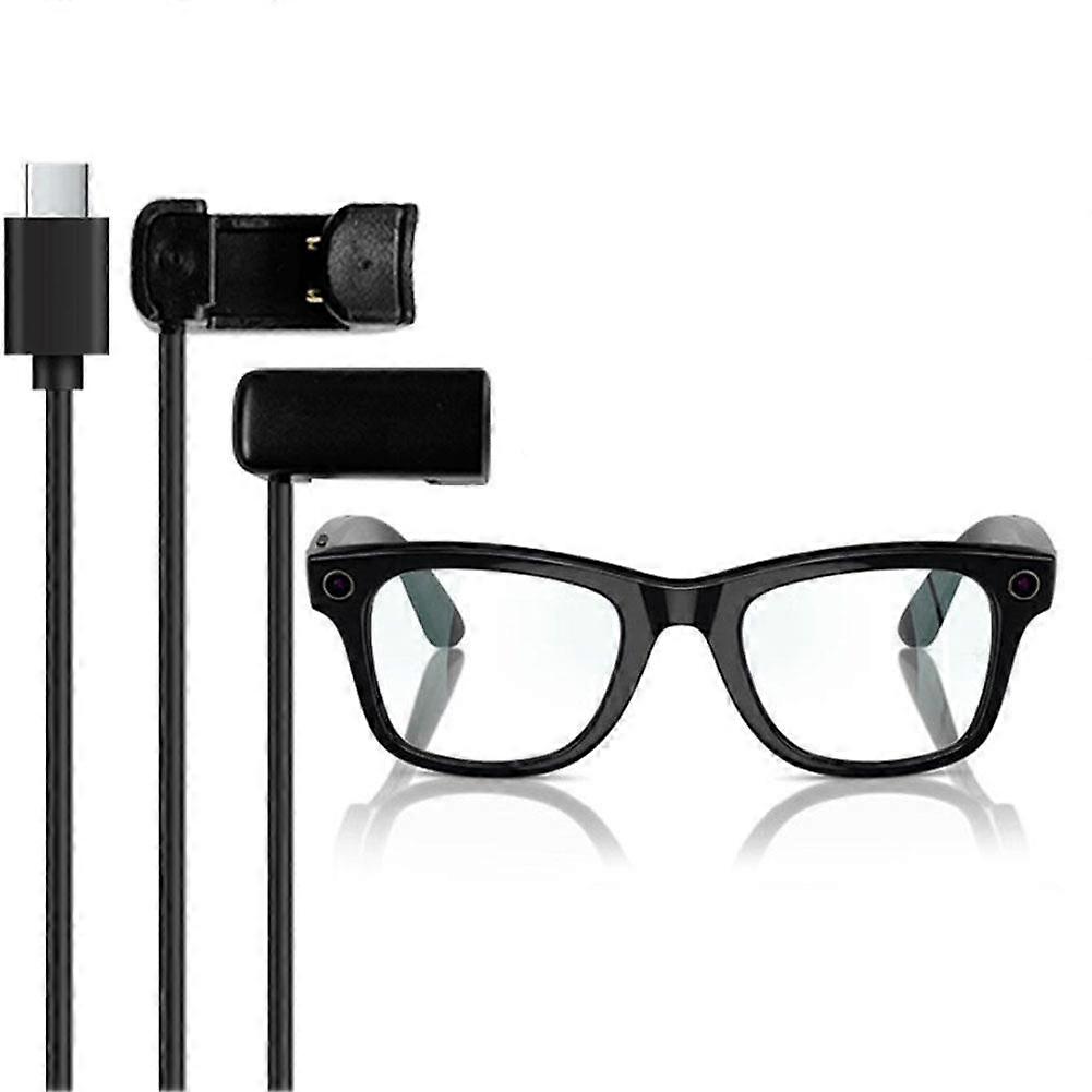 For Ray Ban Meta 2 Charging Cable 100cm Fast Type-C Pin Contact Play While Charging Power Bank Compatible High Nose Bridge Model Black