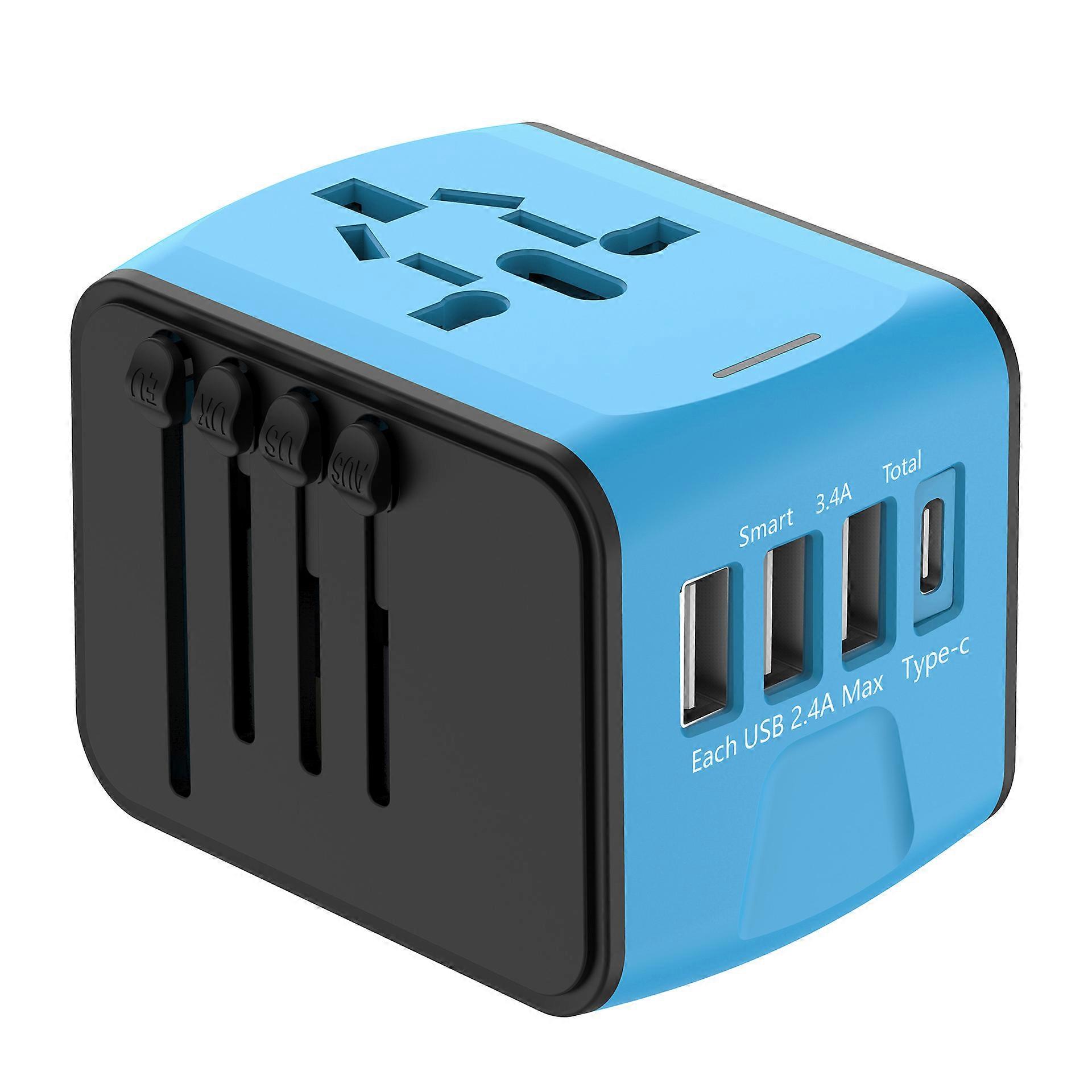 International travel adapter with 3 USB and Type C power adapters for fast charging EU/UK/US/Australia travel plugs