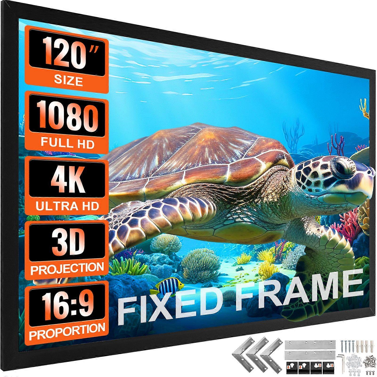 120" Fixed Frame 16:9 Projector Screen Video Projection Screen Home Office