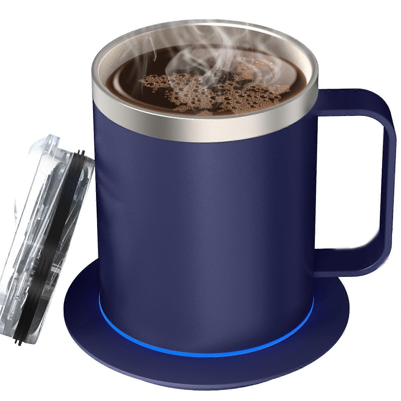 Self Heating Coffee Mug with USB Warmer and Lid, 12oz 131°F Keep Warm Cup for Home Office (Royal Blue)