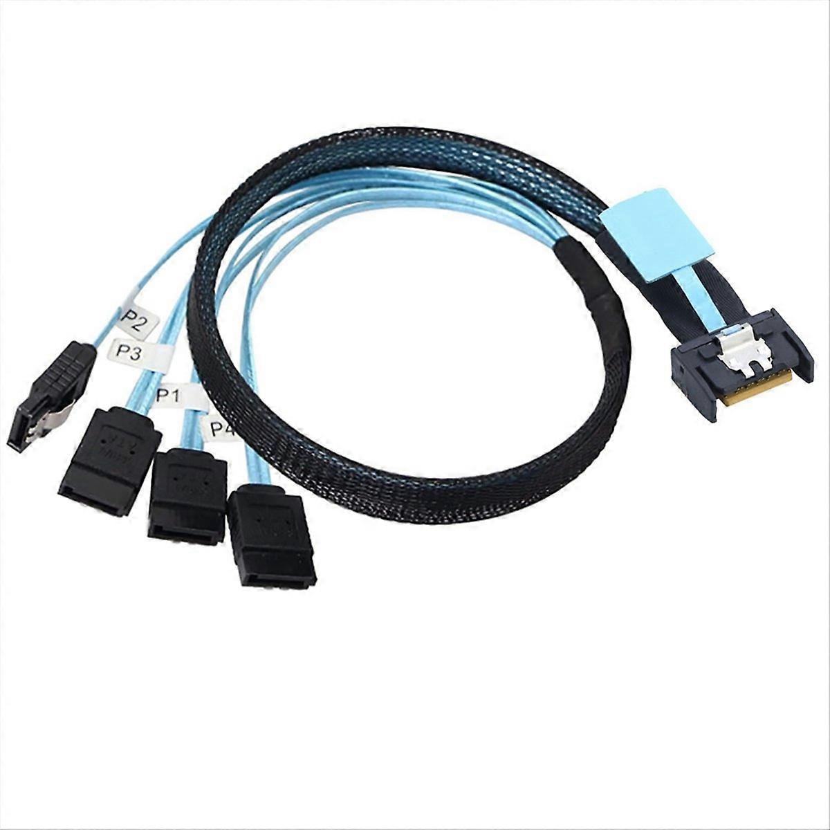 SlimSAS 8654 MCIO 4I 38pin to 4x SATA Cable PCIE5.0 PCI-E Server 0.5M