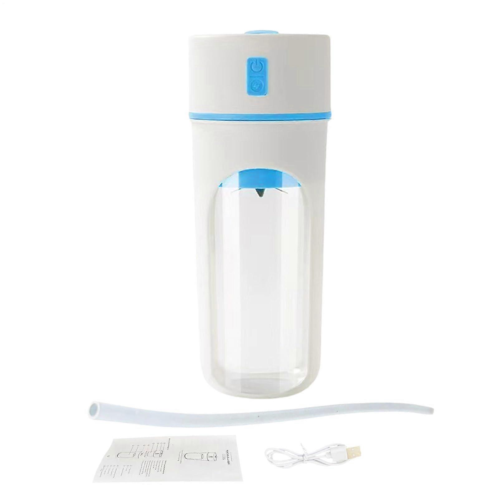Electric Portable Blender 480ml Rechargeable Insulated Shaker Cup with Straw for Smoothies Juice Sports Travel Blue