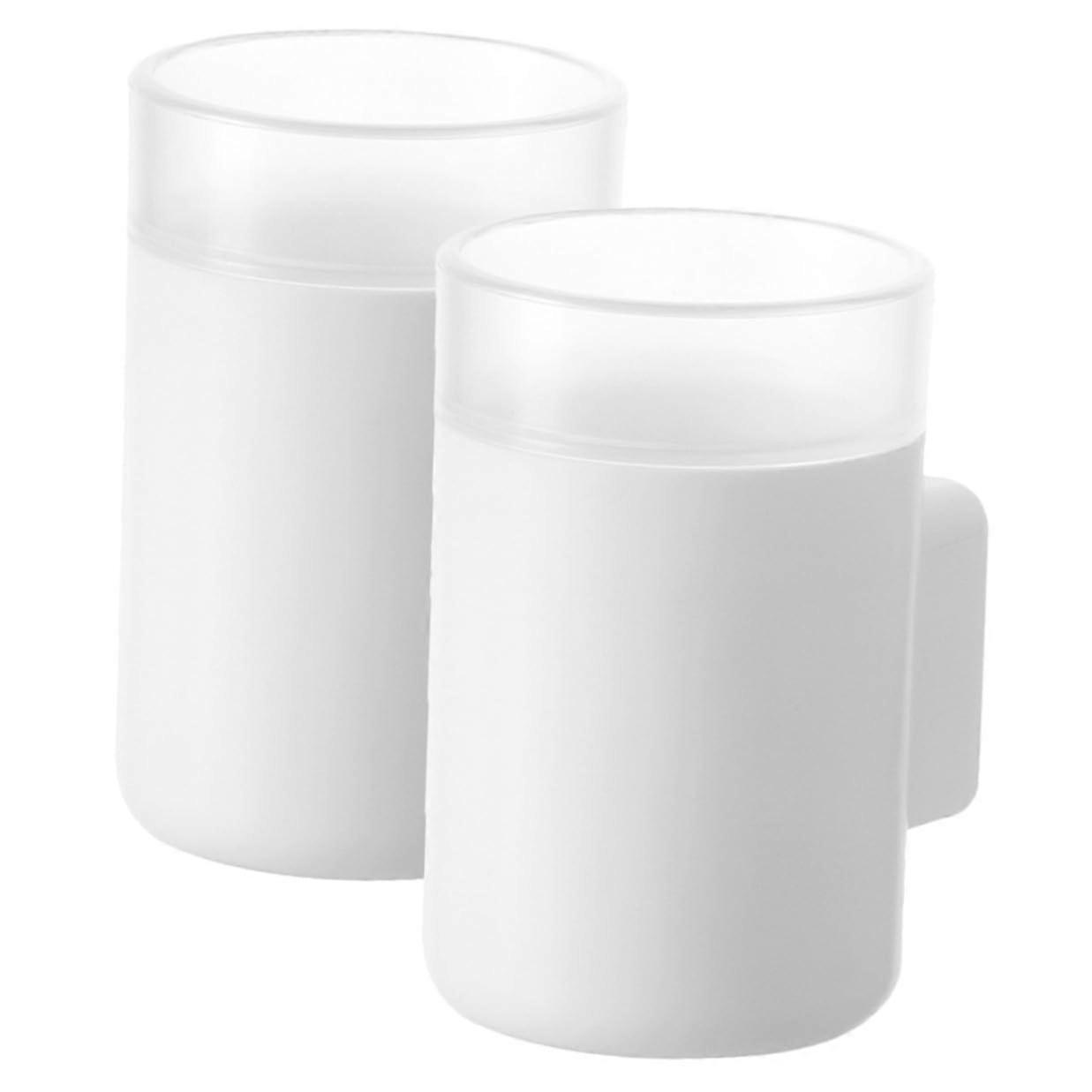 2pcs Wall Mounted Electric Toothbrush Holder Adhesive SpaceSaving Bathroom Storage Rack