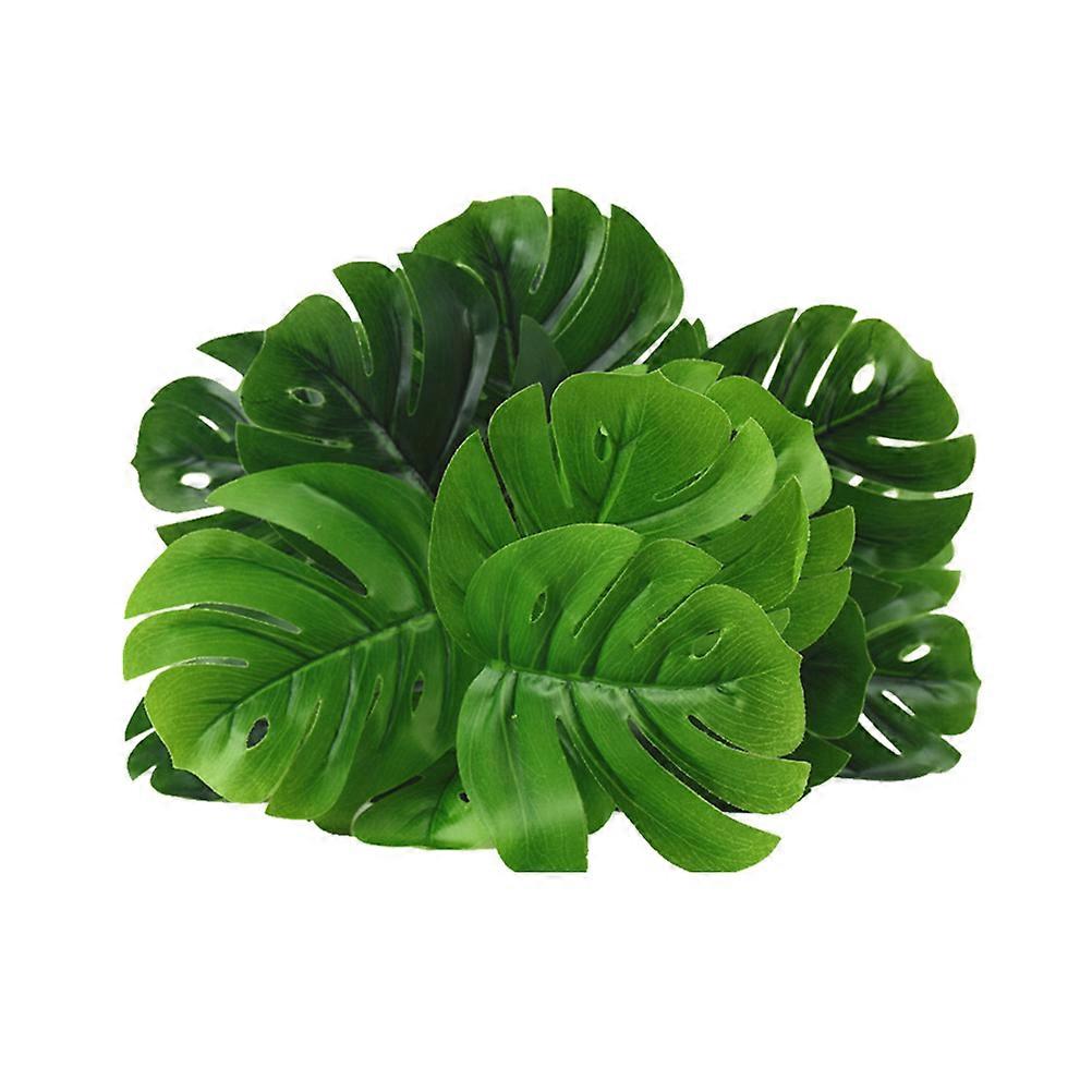 Artificial 18 Branches Monstera Leaves for Decoration 2Pcs Green
