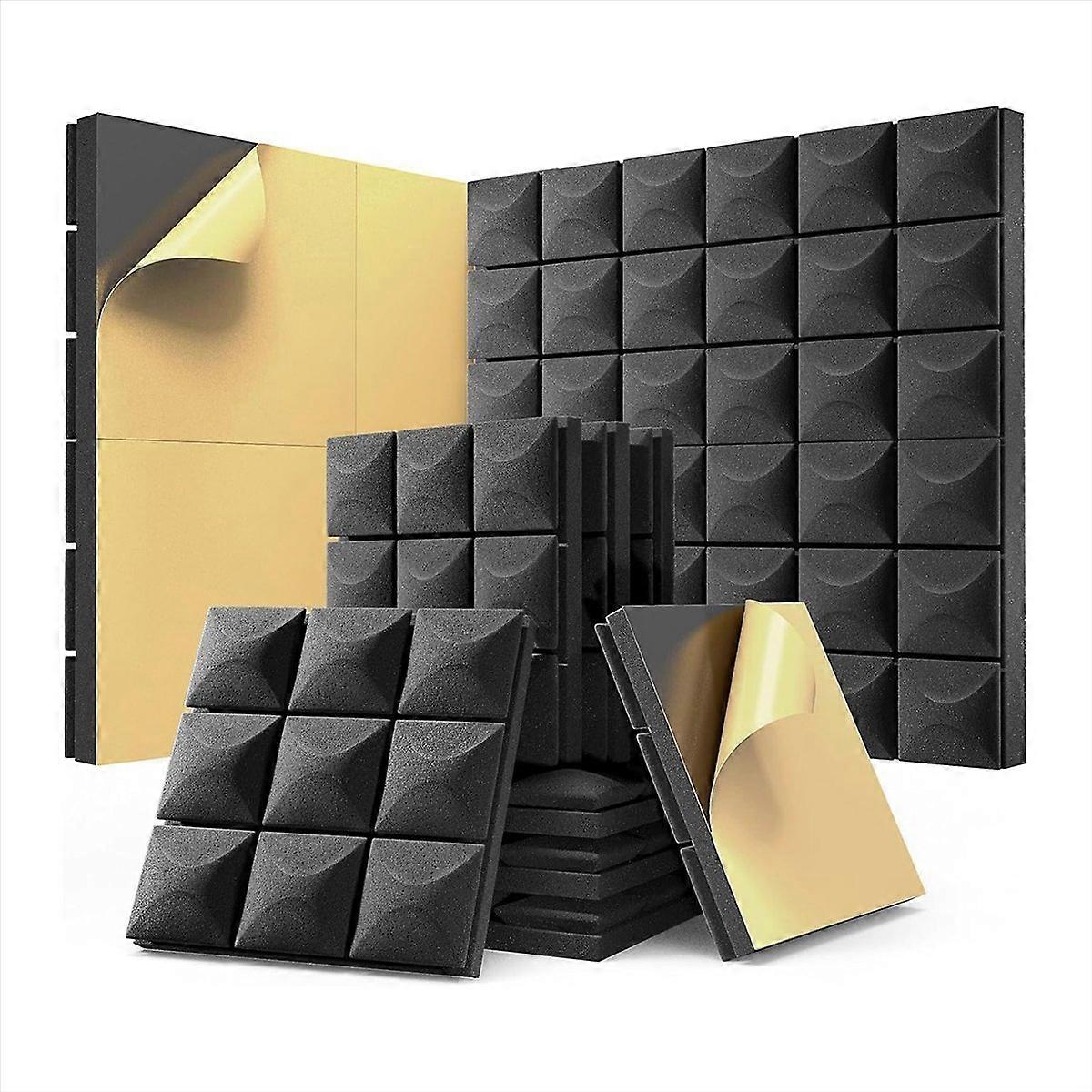 12 Pack Sound Proof Foam Panels with Self-Adhesive, Black