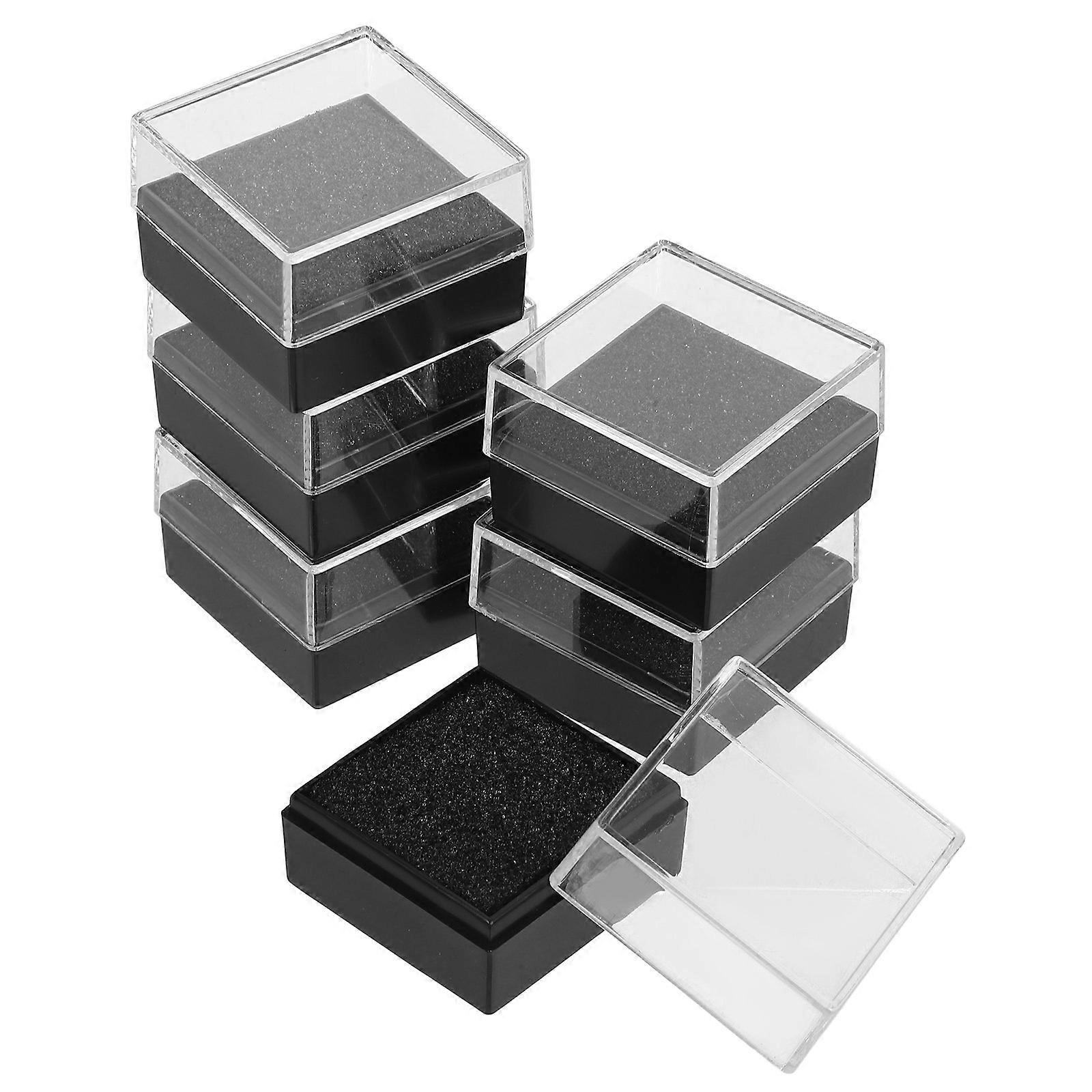 Badge Display Box Plastic Clear Pin Storage Case with Lid 6Pcs
