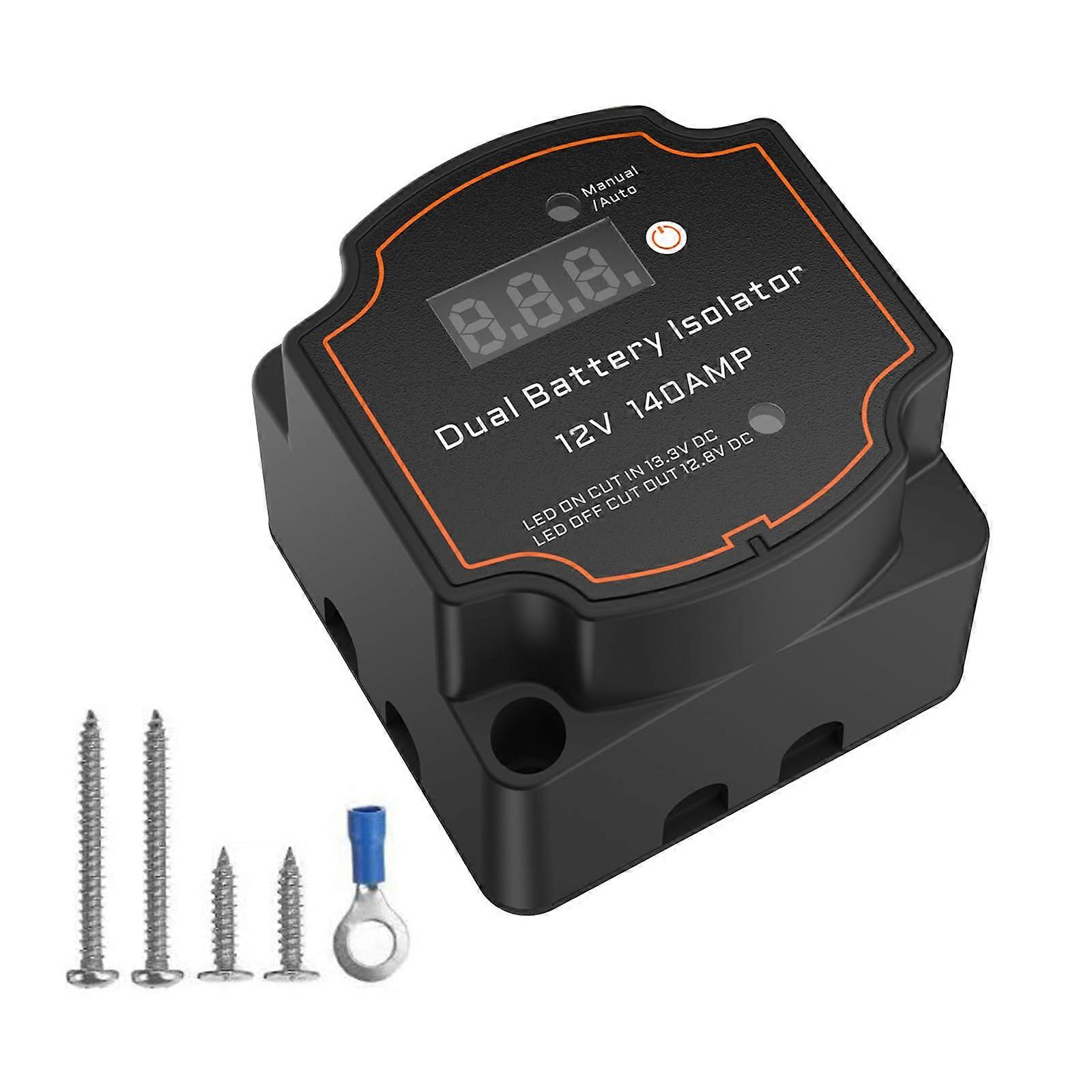 12V 140A Dual Battery Isolator with LED Voltmeter, Waterproof Voltage Sensitive Relay for Car Boat