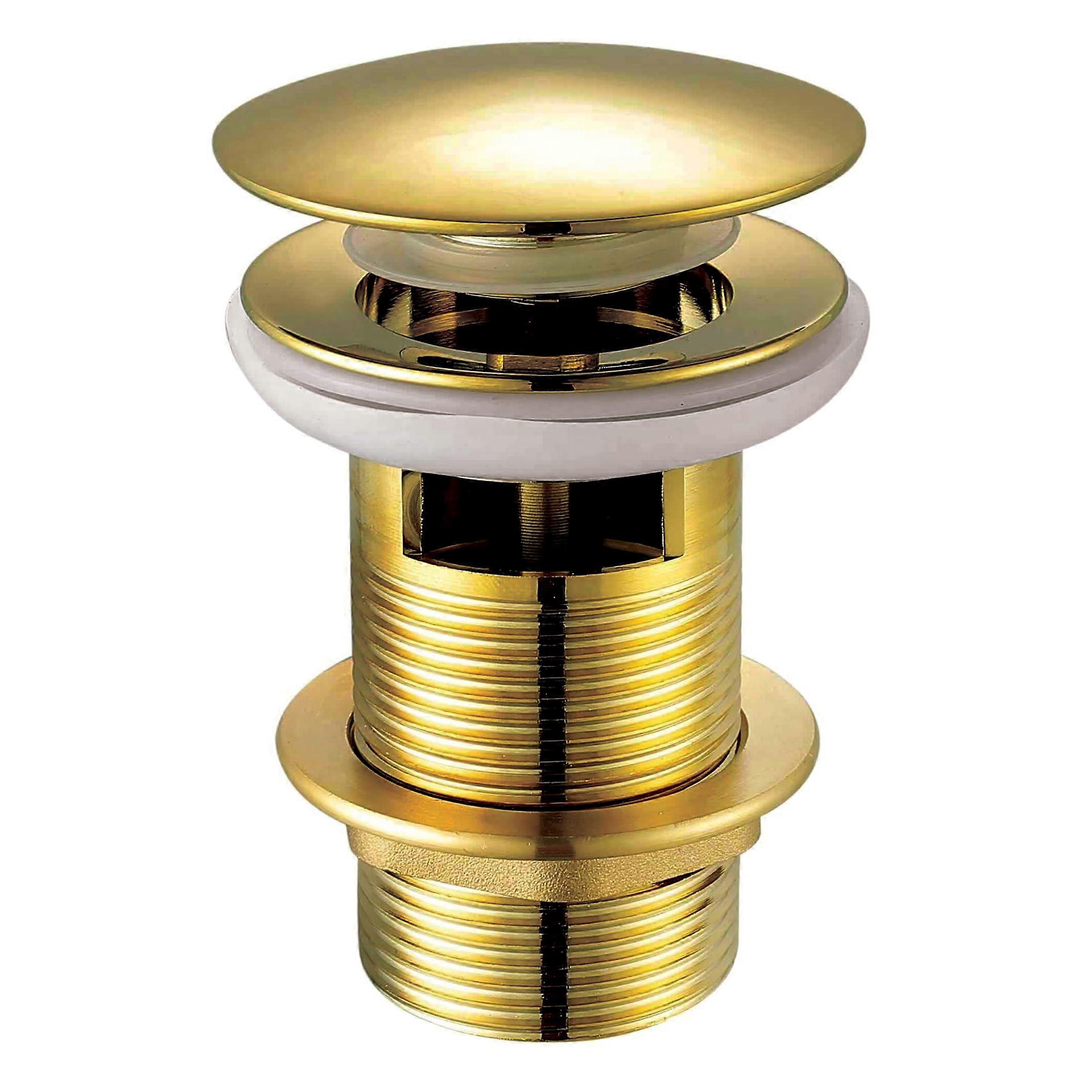 Gold Pop Up Basin Waste Solid Brass Slotted Sink Plug with Polished Gold Finish and Click Clack Control