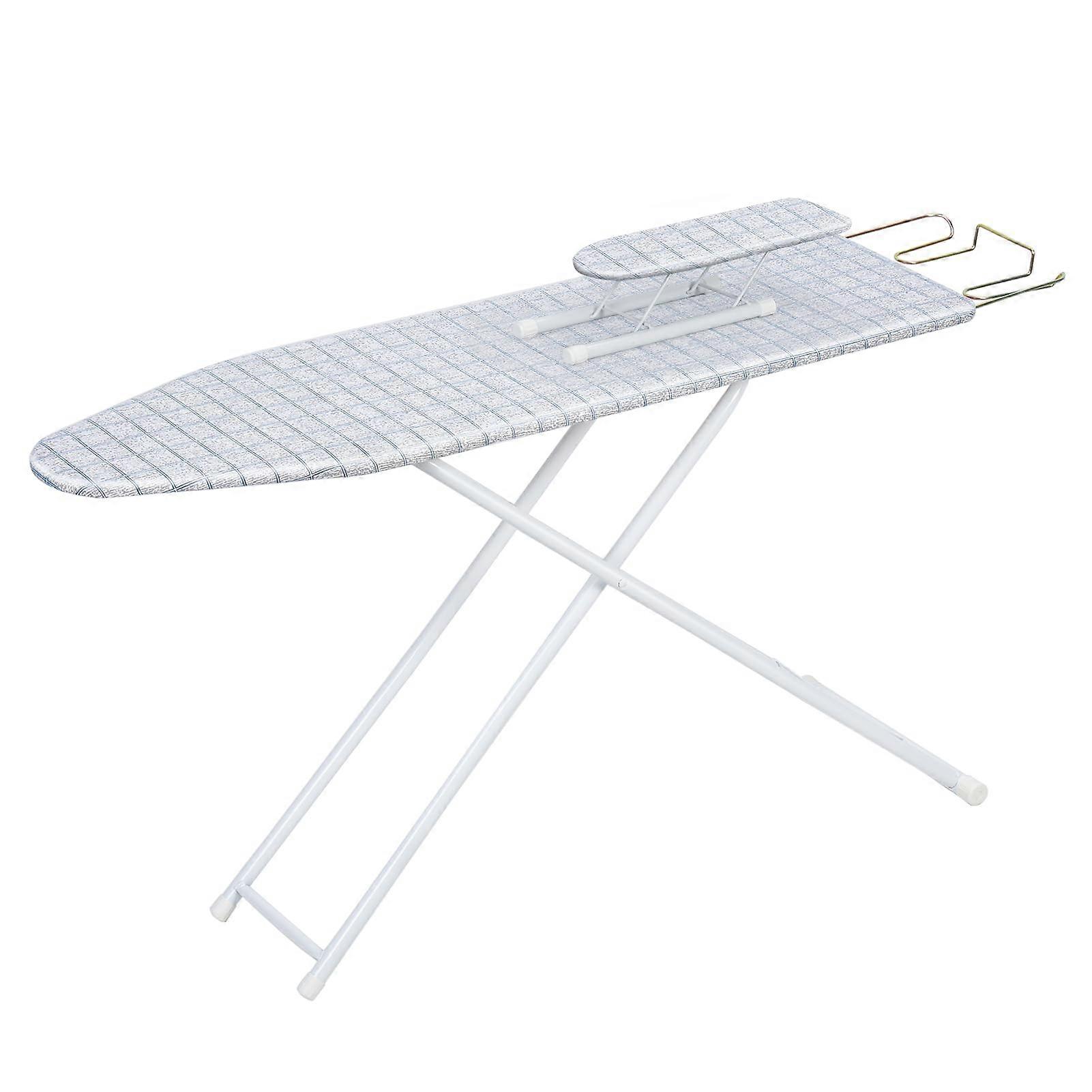 FullSize Height Adjustable Folding Ironing Board with Iron Rest and Heat Resistant Cover, Grey