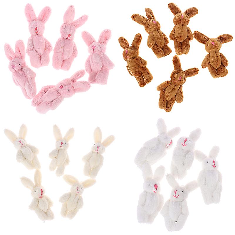 5pcs 6cm Mini Joint Rabbit Pendant Plush Bunny For Key Chain Bouquet Toy Doll