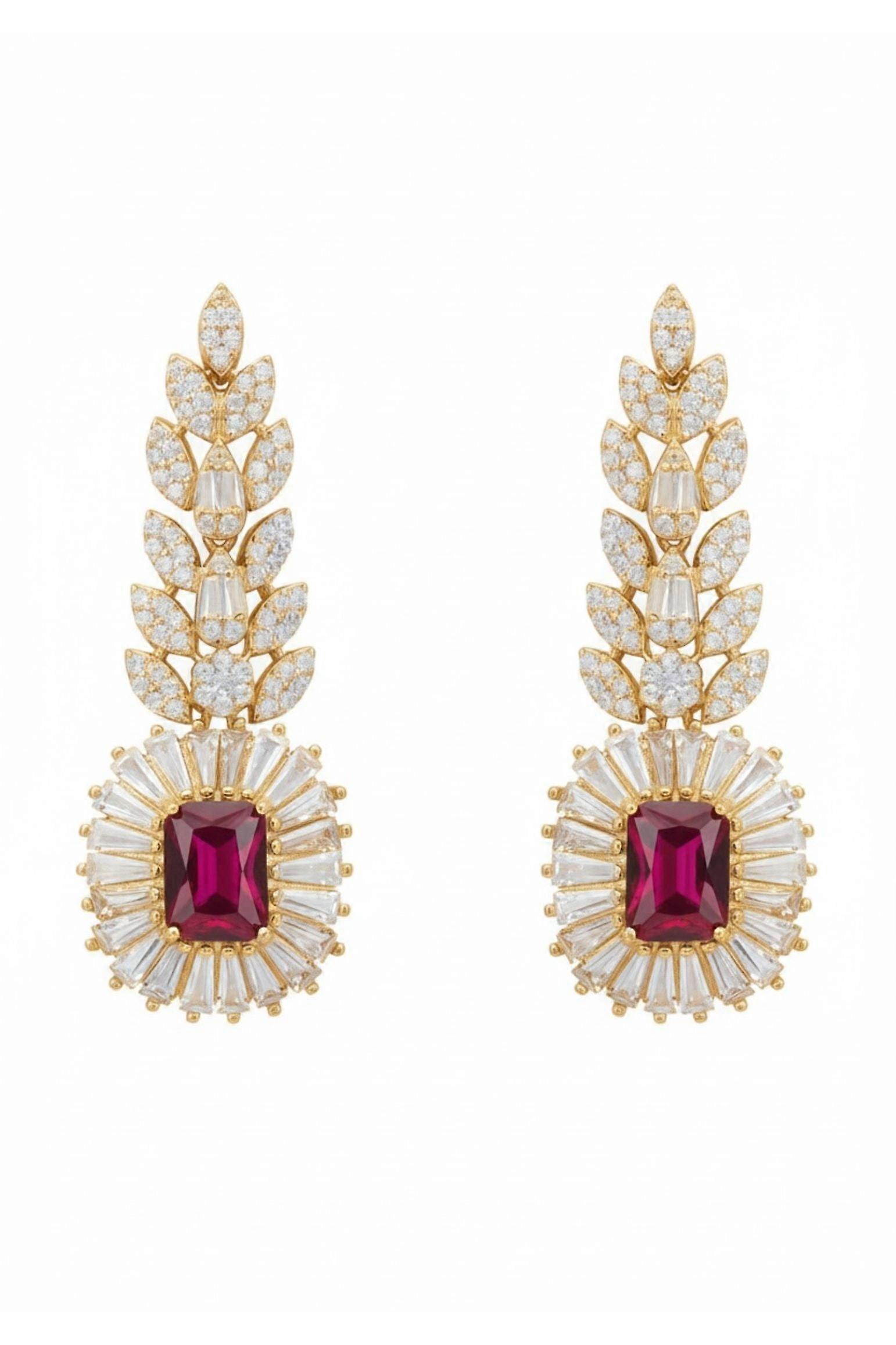 Countess Gemstone Drop Earrings Ruby Gold