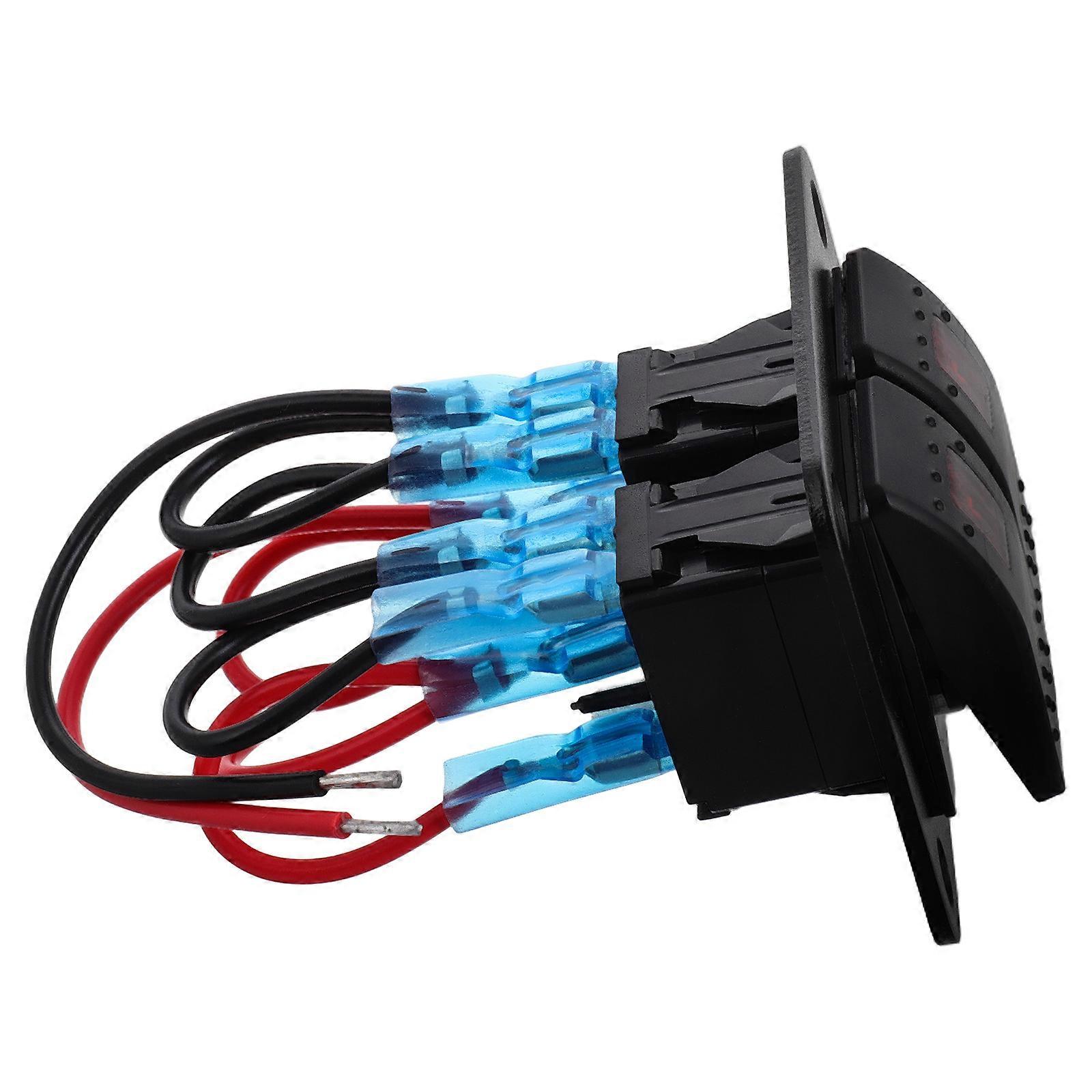 Red LED Waterproof Marine Toggle Switch Panel 2 Gang for Rvs