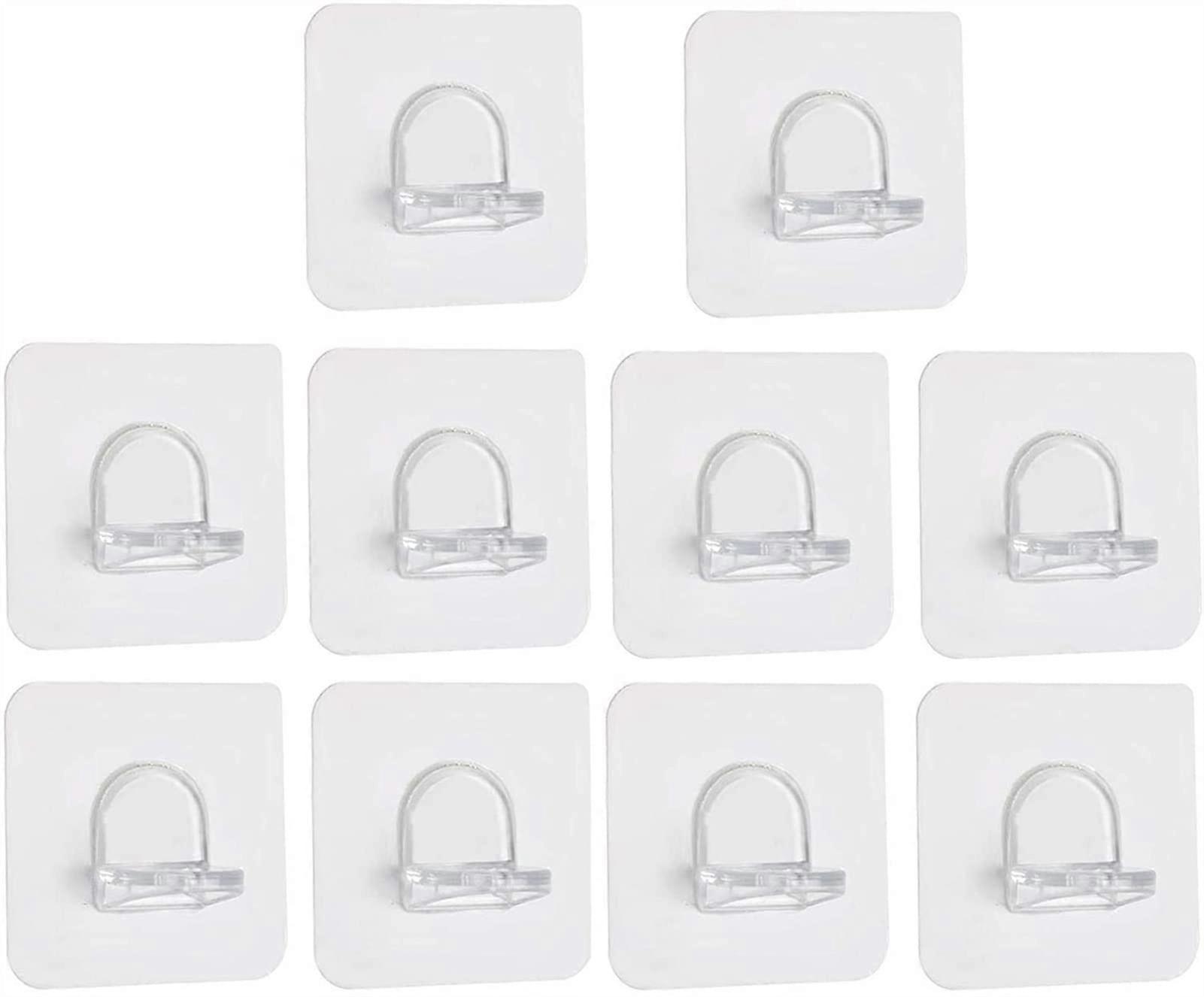 30 Pack Transparent Adhesive Wall Hooks, Heavy Duty NoDrill Invisible Mount for Wardrobe Support