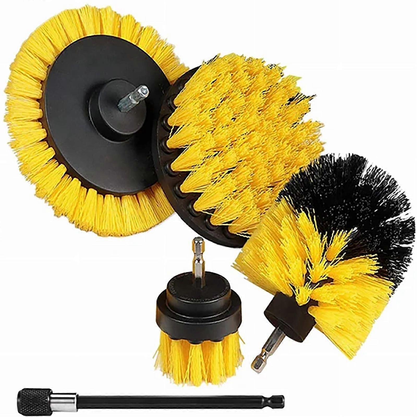 Scrubbing Brushes For Drill 4-Pack Yellow